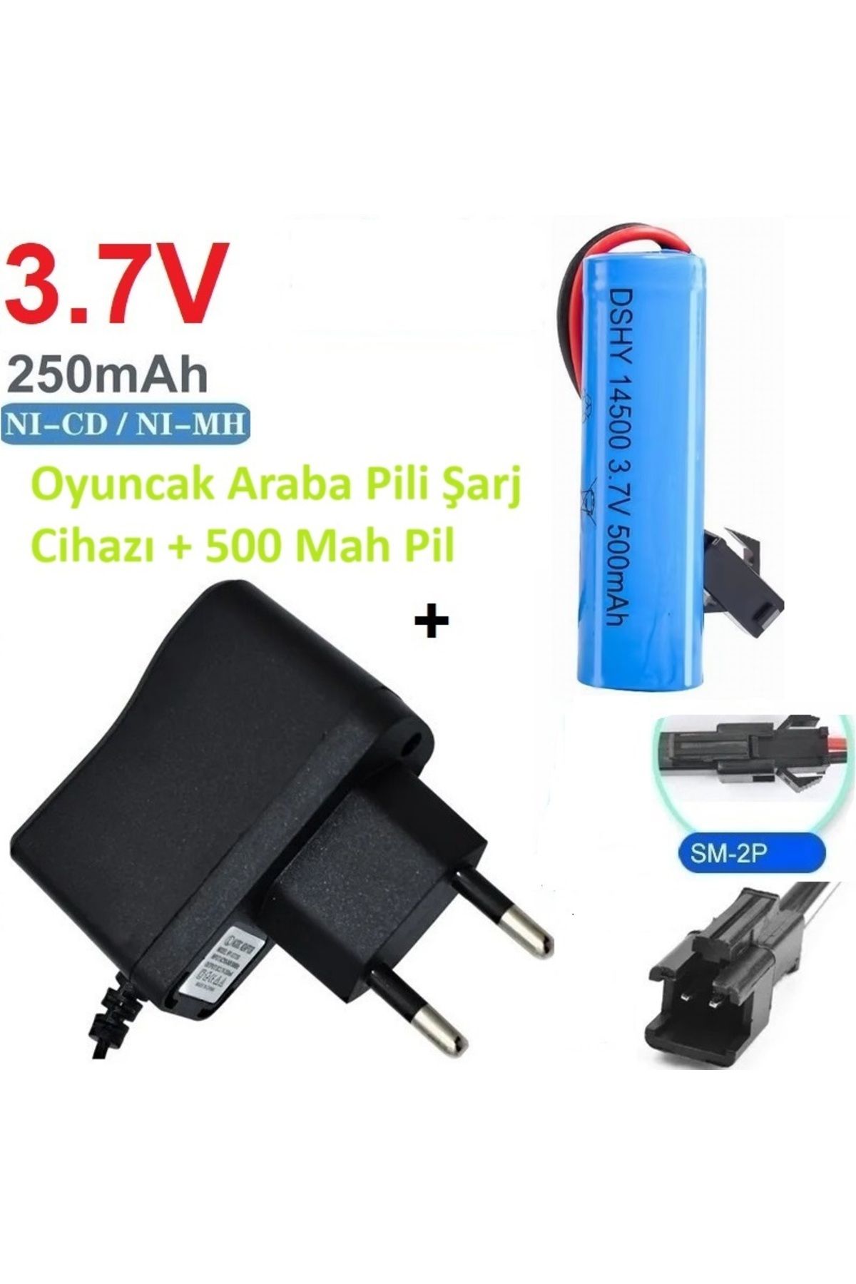 Day Drone Oyuncak Araba Pili Şarj Cihazı + 3.7V 14500 Li-lon 500 Mah Pil