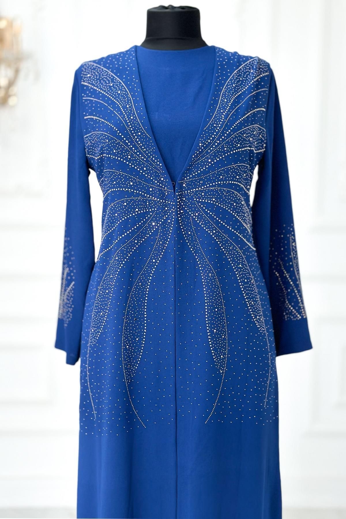 Amine Hüma-Indigo Ceren Hijab Evening Dress 2