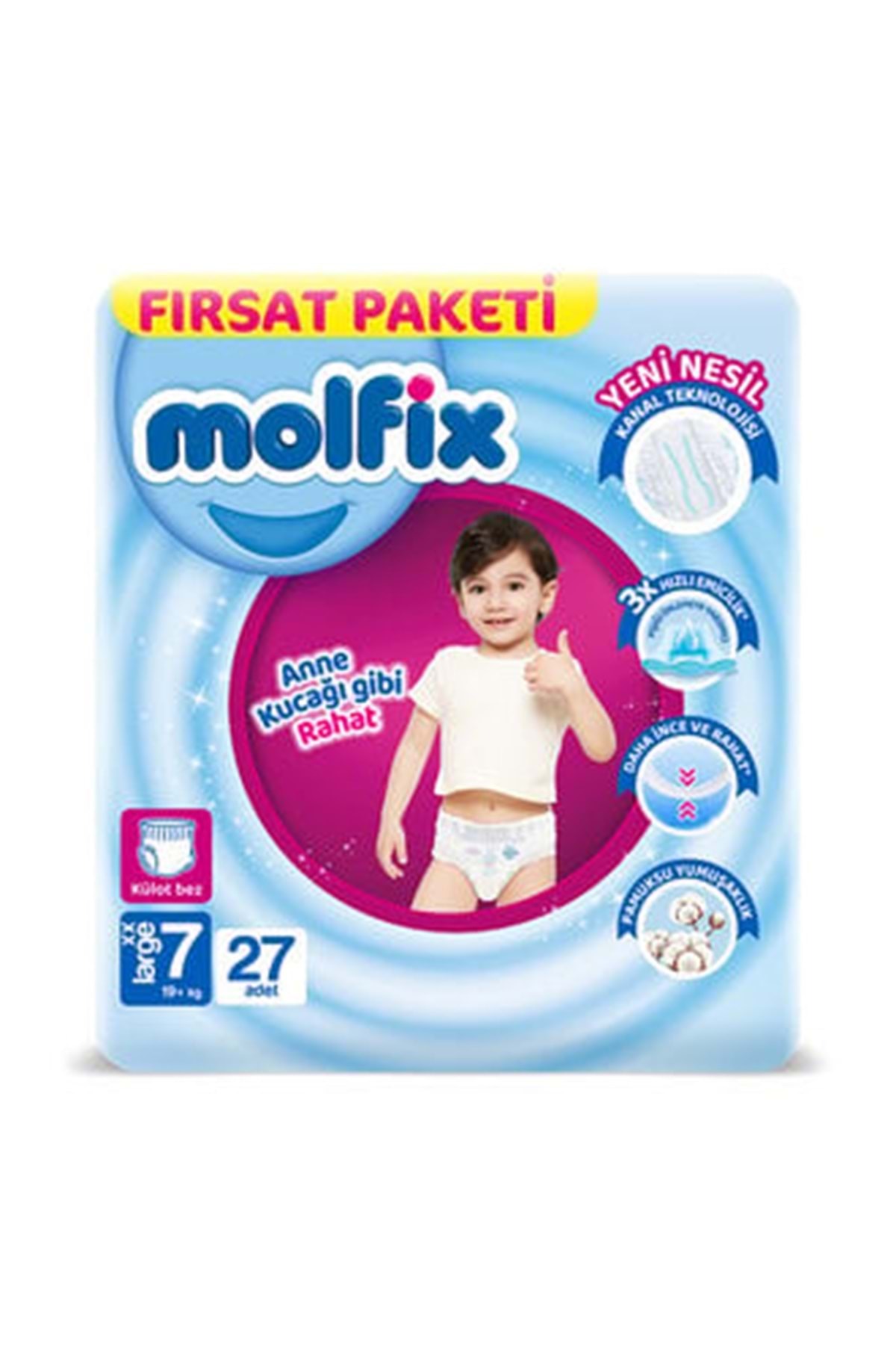 Molfix Külot Bebek Bezi Beden:7 (19+KG) XX Large 216 Adet Dev Ekonomik Fırsat Pk fotoğrafı 2 (önizleme)
