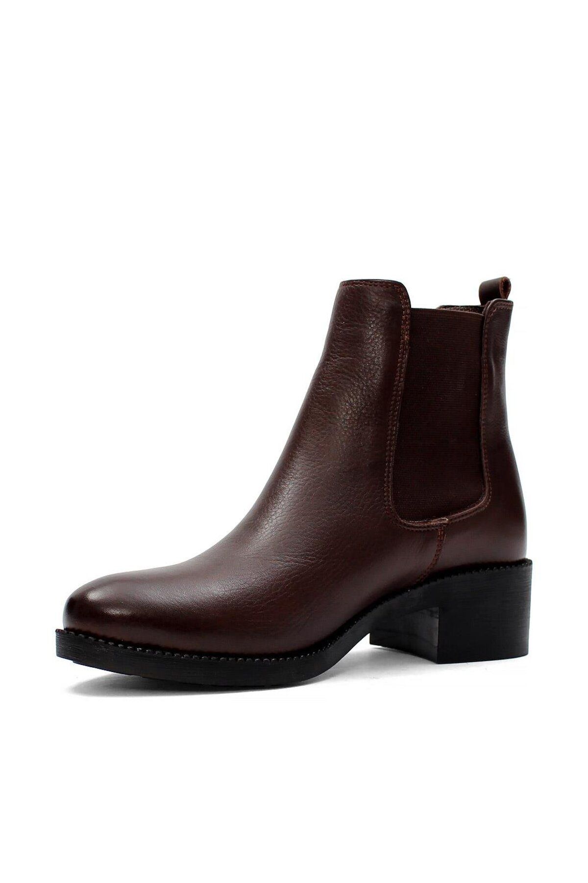 Celal Gültekin-Women's Brown Thick Soled Leather Chelsea Boots 4