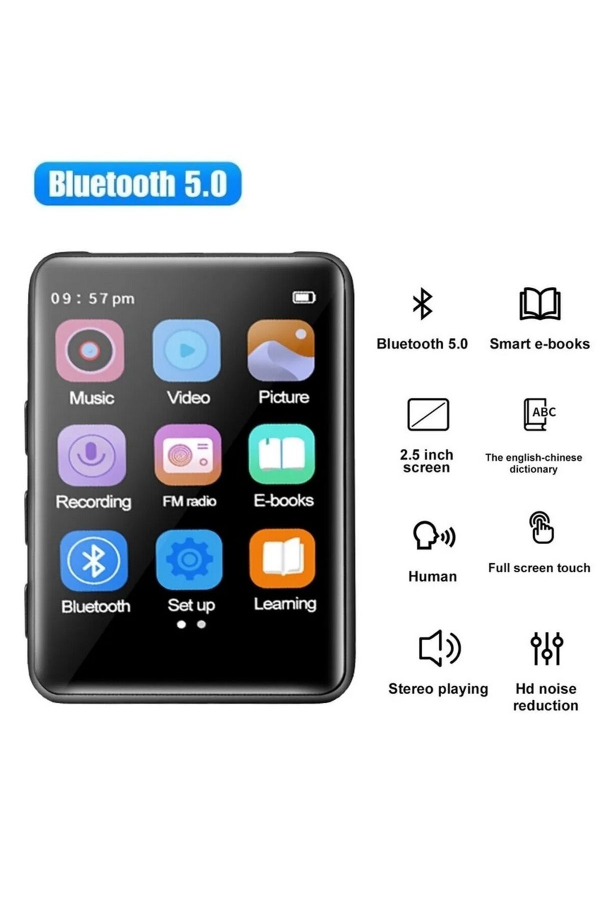 SIGHTZER Dokunmatik Ekranlı Bluetooth Lu Mp3 Mp4 Player Dahili Hoparlör Müzik Çalar 4gb Hafızalı Mp Player