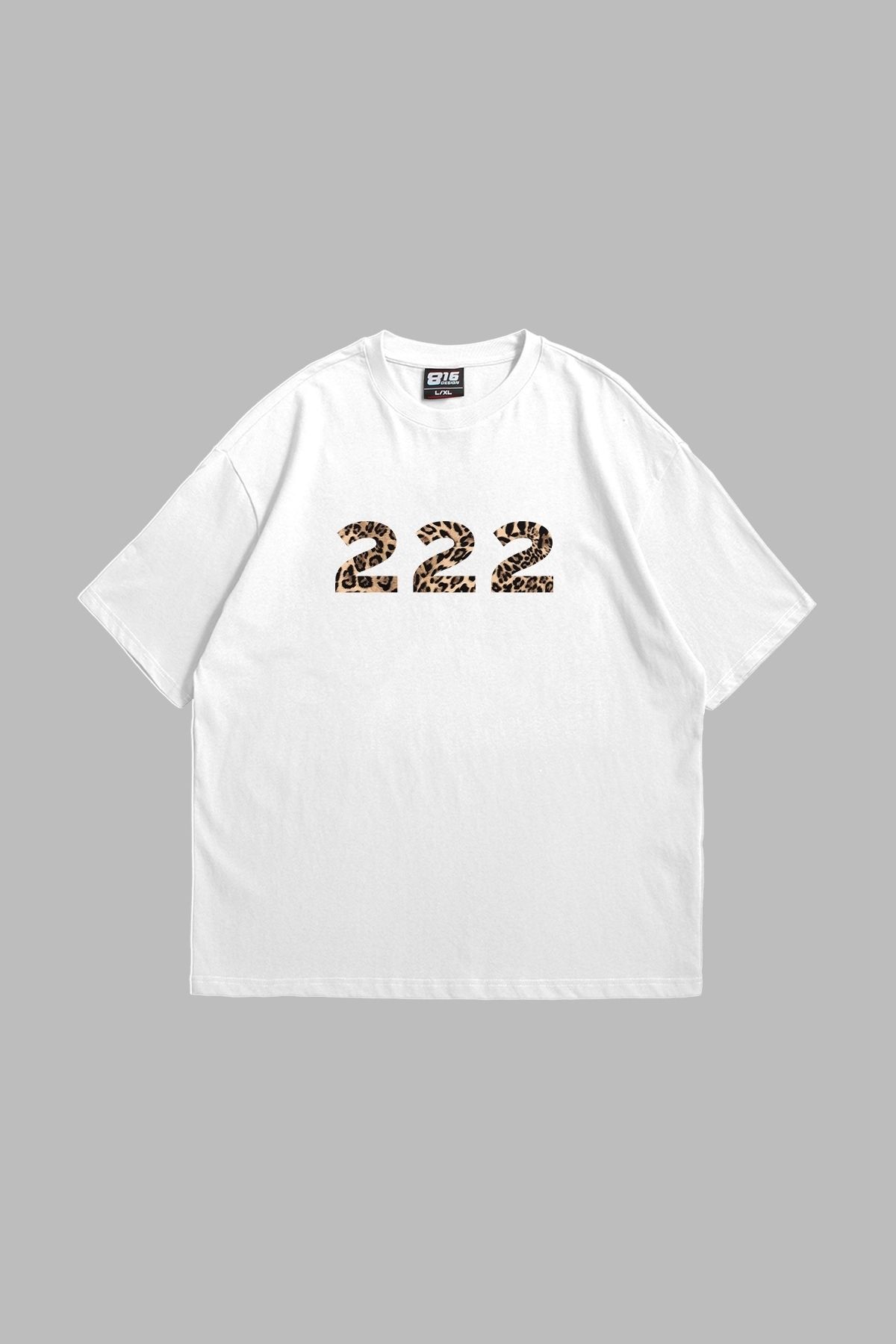 Tarzsokak 222 Leopar Baskılı Oversize Unisex Premium Beyaz
