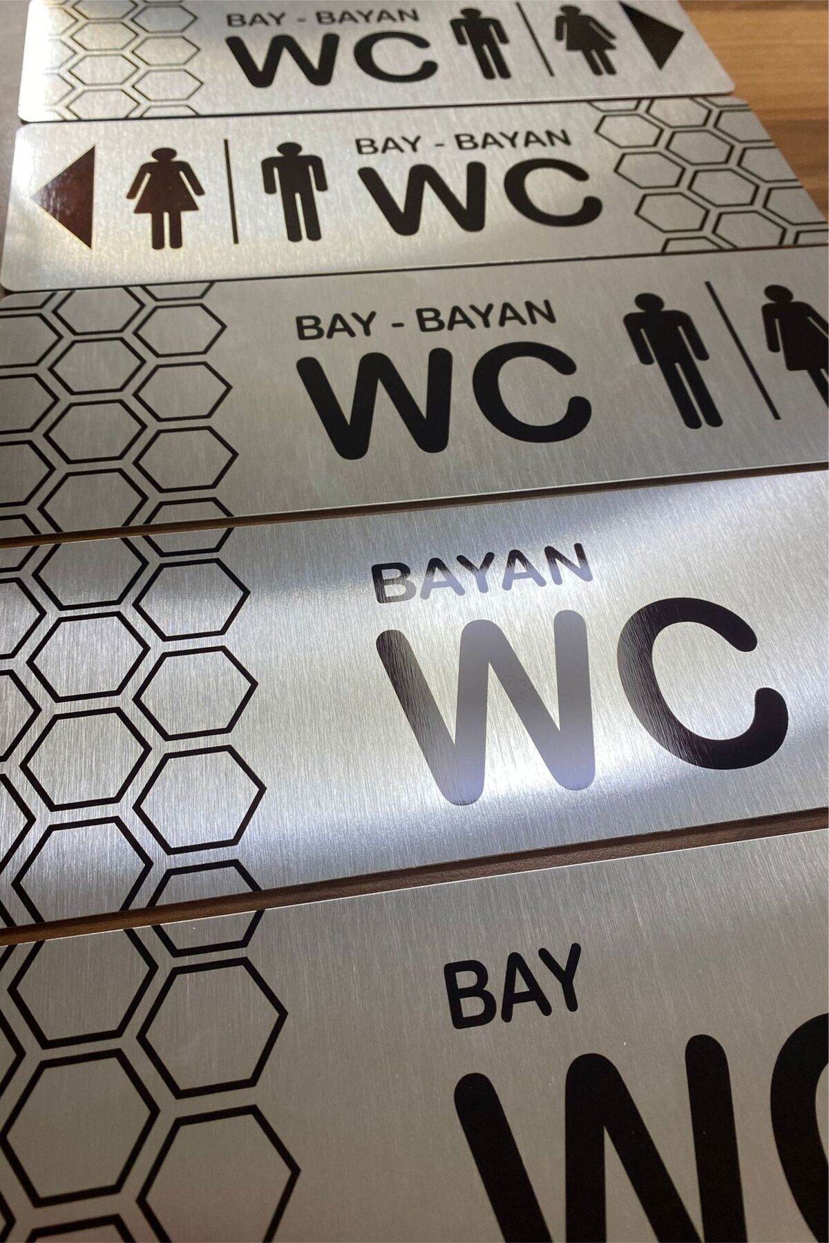 Gri Grafik Design Workshop-Aluminum Bay Wc Toilet Diversion Sign 30cm X 10cm 2