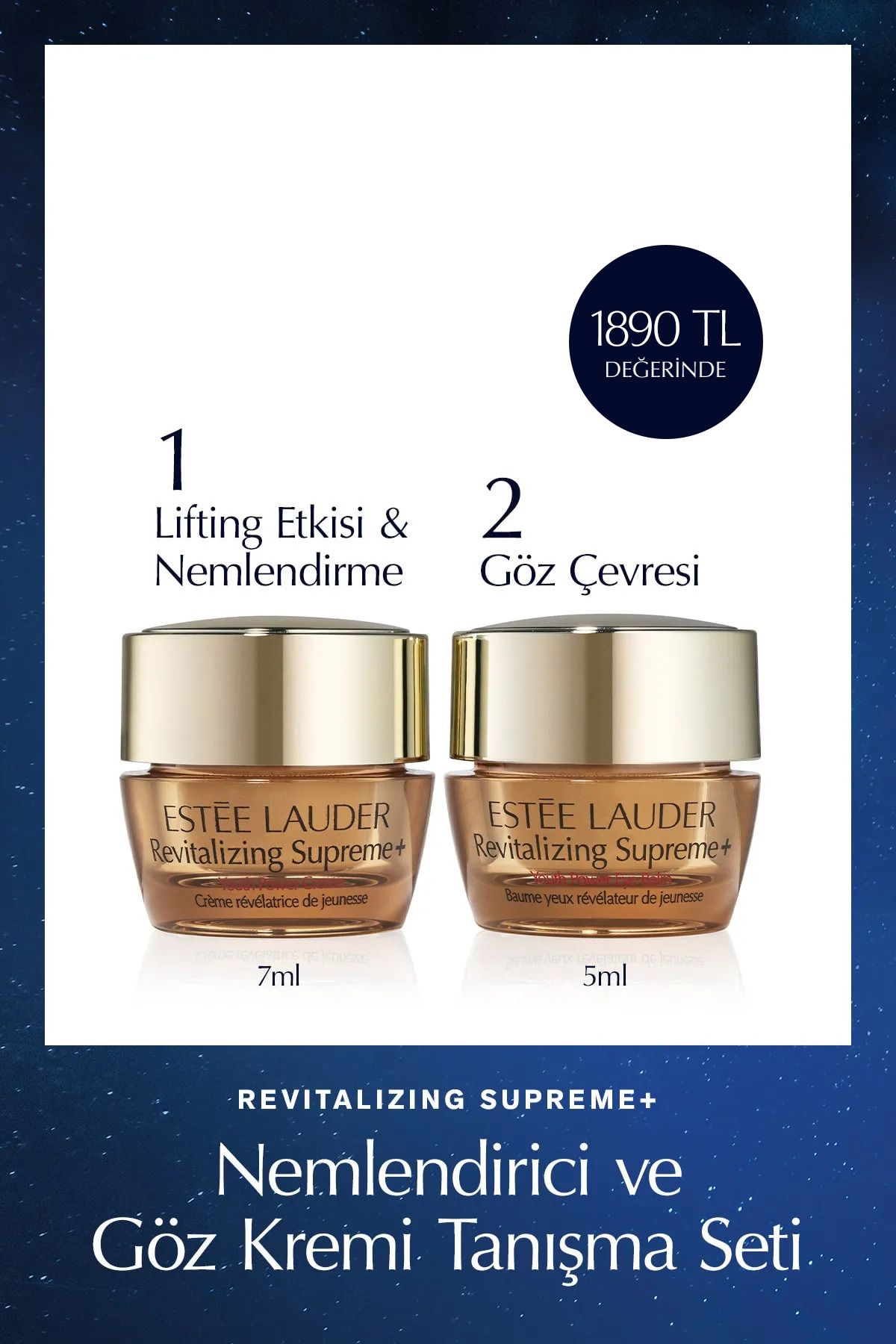 Estee Lauder Revitalizing Supreme+ Tanışma Seti (7ml nemlendirici krem + 5ml göz kremi)-1