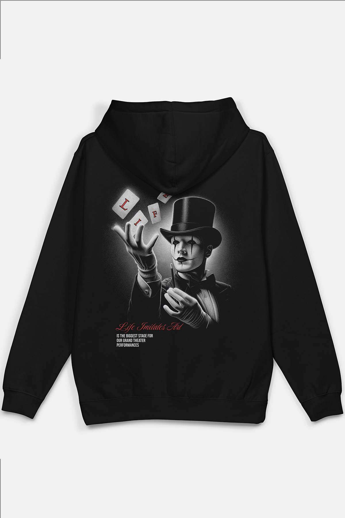Life Magician Back Printed Hoodie Half Oversized Sweatshirt Black Hoodie 1218