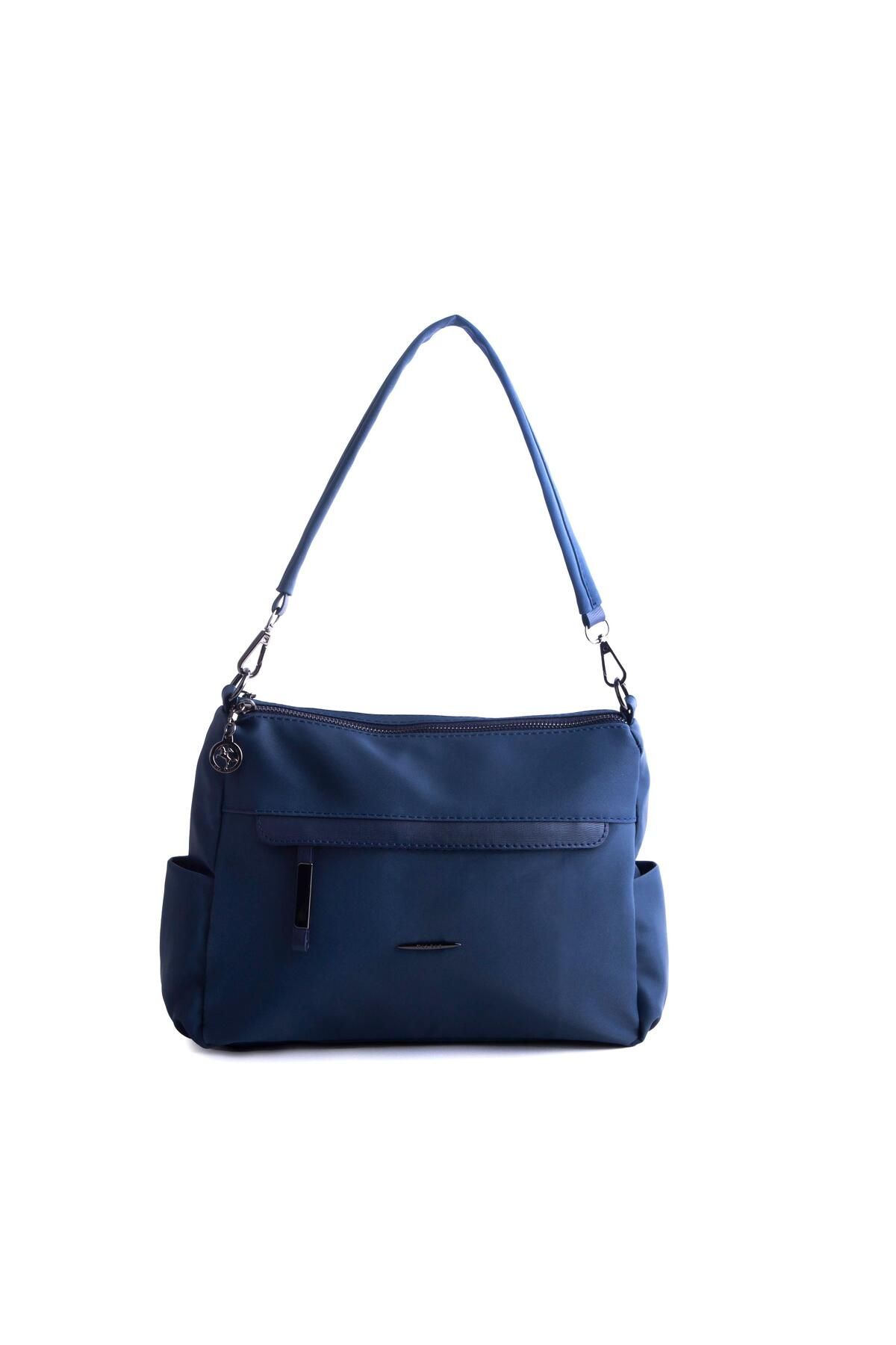 Nas Bag-Geantă de umăr și crossbody Buzzy cu curea dublă bleumarin - moale și ușoară, cu mai multe compartimente (30x24) 1