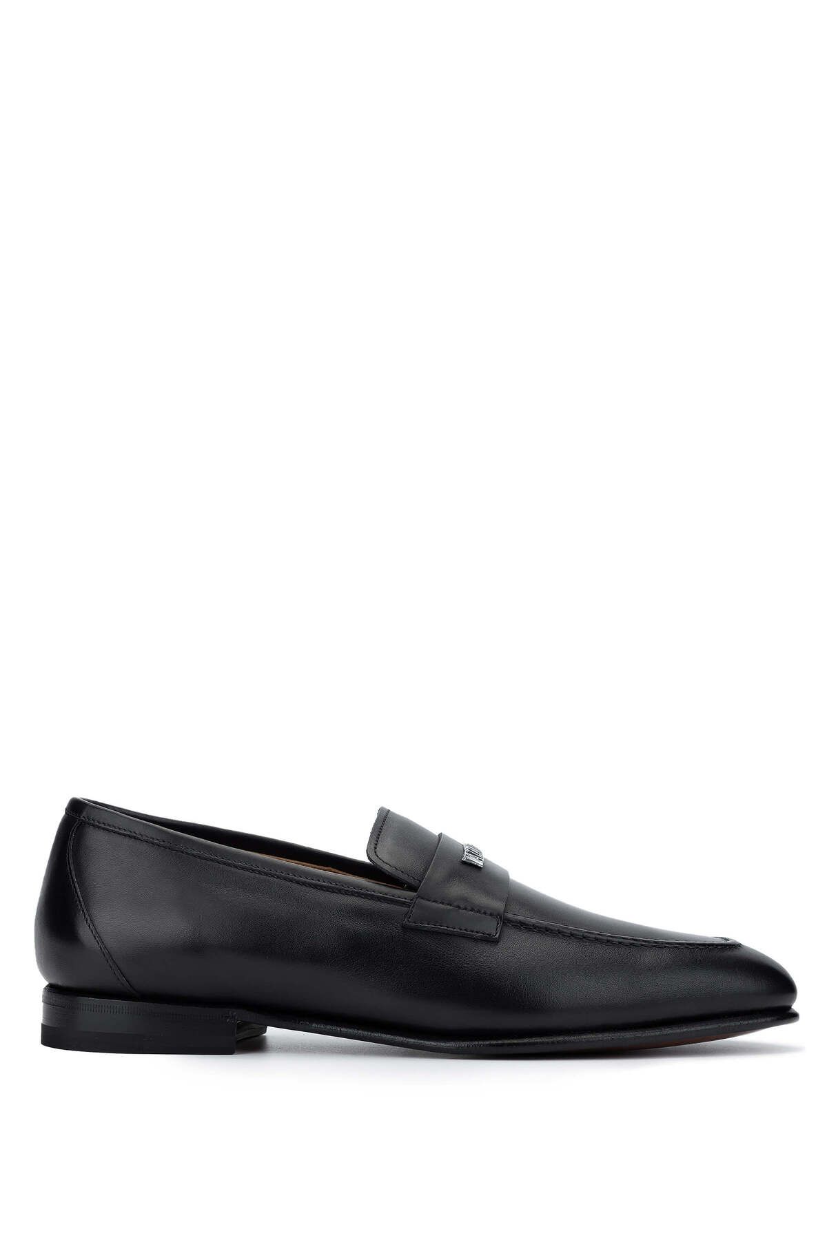 Valentino-Men's Genuine Leather Black Loafer Shoes 1