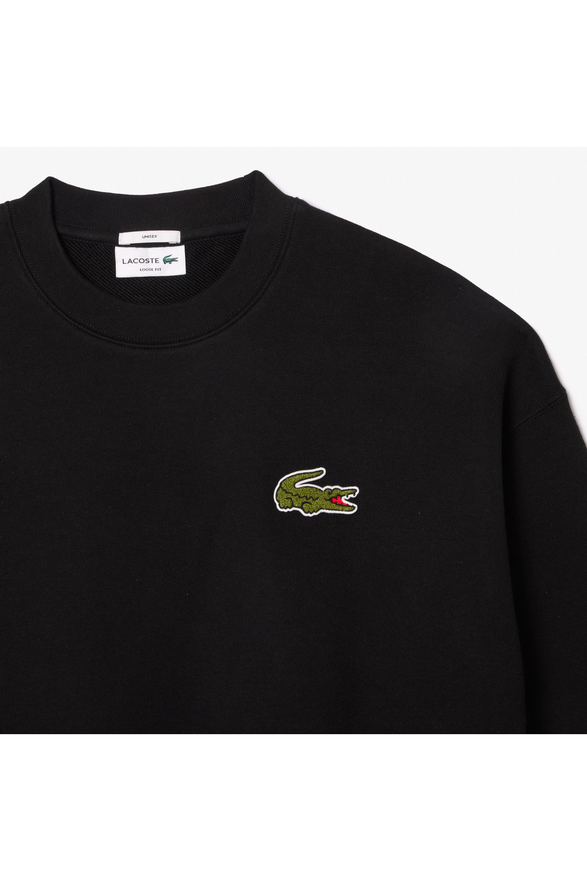 Lacoste  Unisex Loose Fit Bisiklet Yaka Organik Pamuk Siyah Sweatshirt - Görsel 6