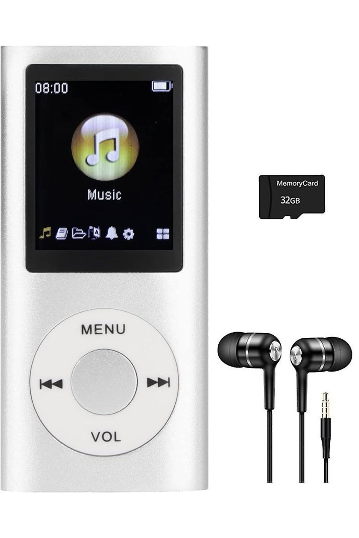 SIGHTZER METAL MP3 ÇALAR DİJİTAL EKRANLI MP4 PLAYER SES KAYIT FM RADYO 32GB HAFIZA KARTI HEDİYE