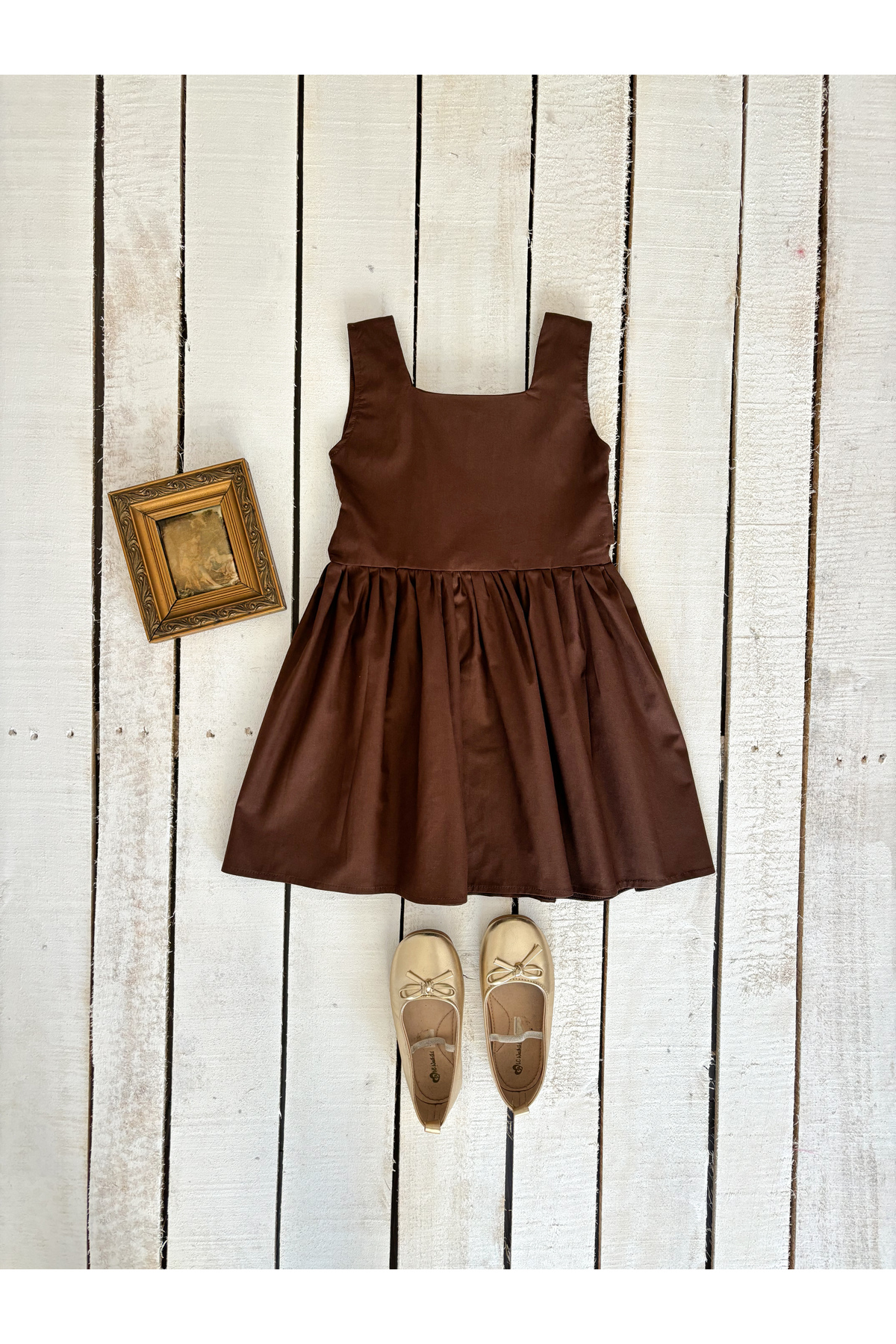 KÜÇÜĞÜM BUTİK Kahverengi Askılı Kare Yaka Kız Çocuk Jile fotoğrafı 2 (önizleme)