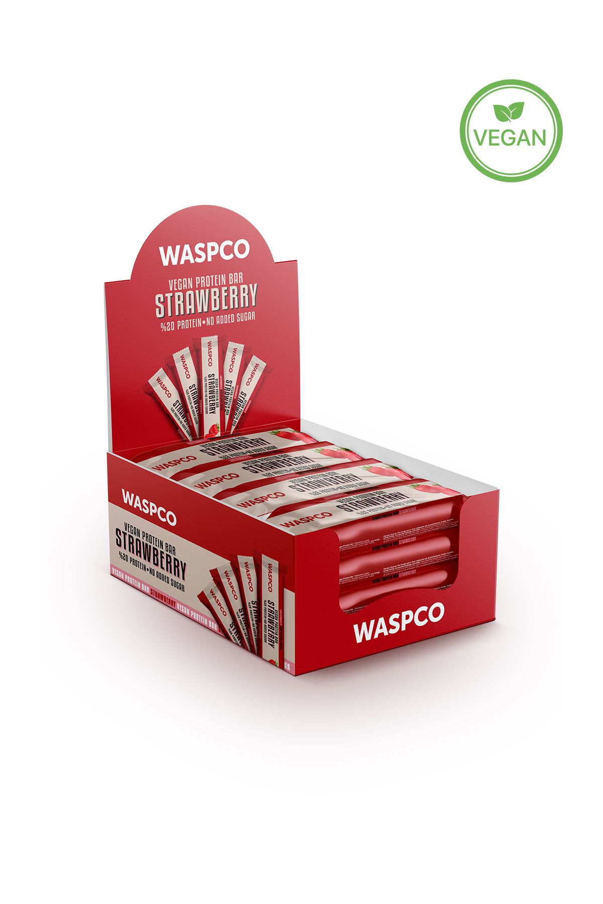 Waspco Çilekli Vegan Protein Bar 40g X 12 Adet