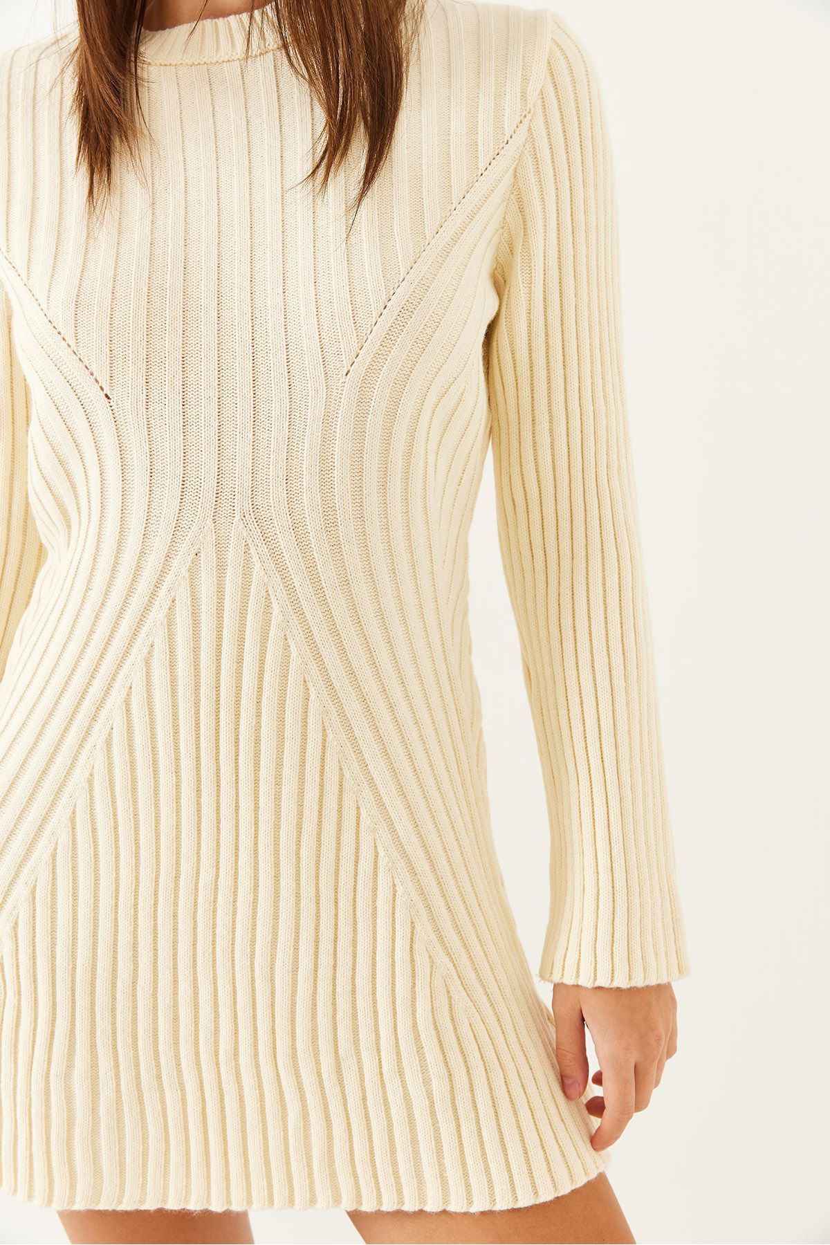 Bianco Lucci-Rochie mini tricotată cu nervuri pentru damă 85001022 5