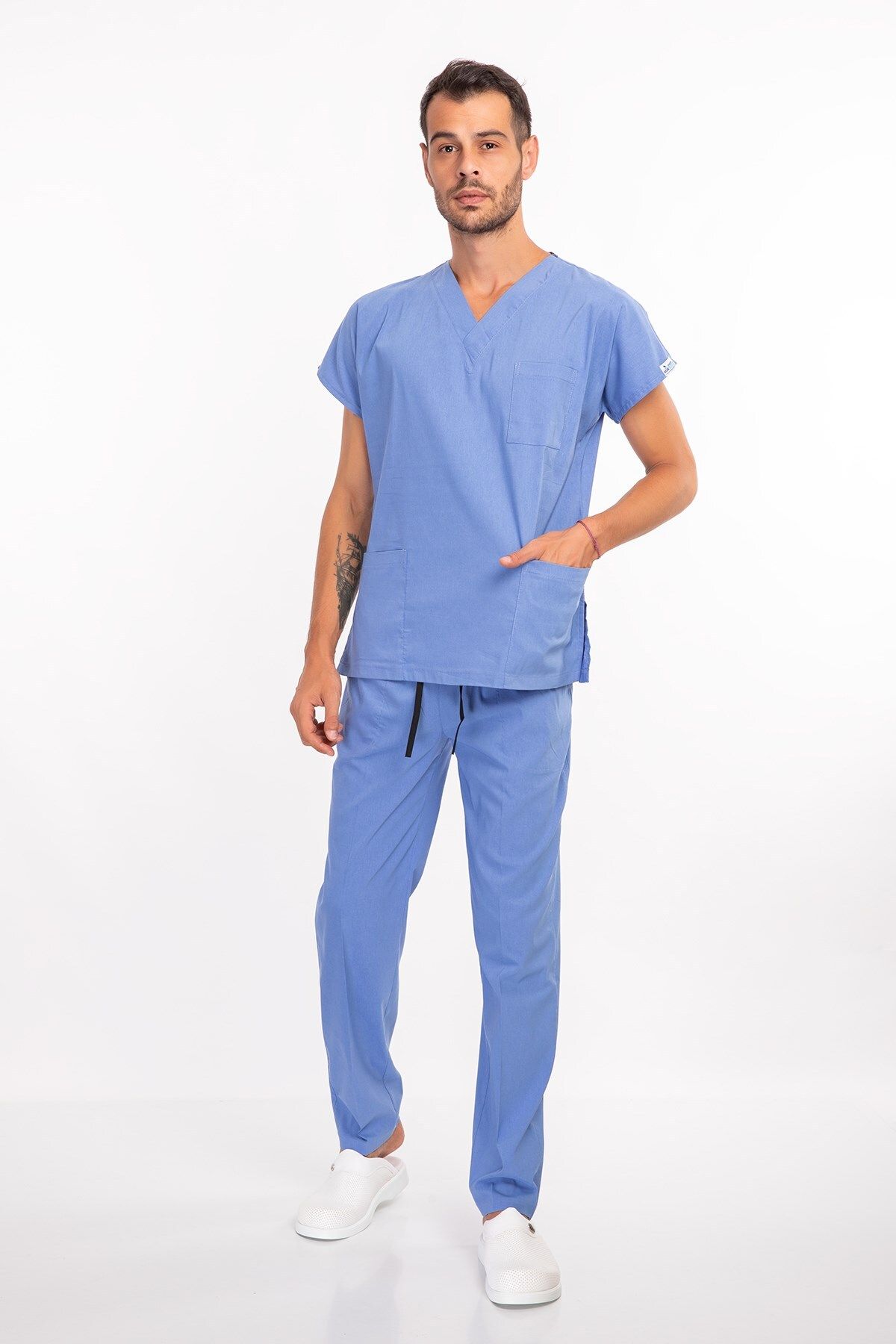 Nur Medikal Giyim-Blue Scrubs Surgical Uniform Doctor Nurse Sentry Hospital Suit 2