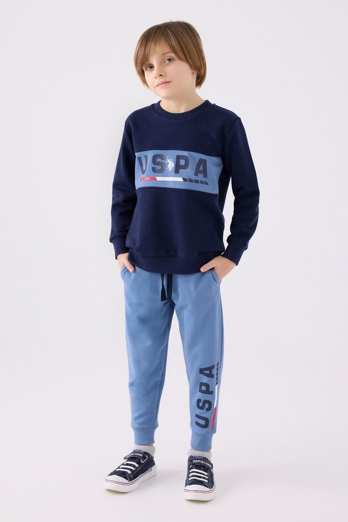 U.S. Polo Assn. Erkek Çocuk 3 İplik Kışlık Baskılı Pijama Takım