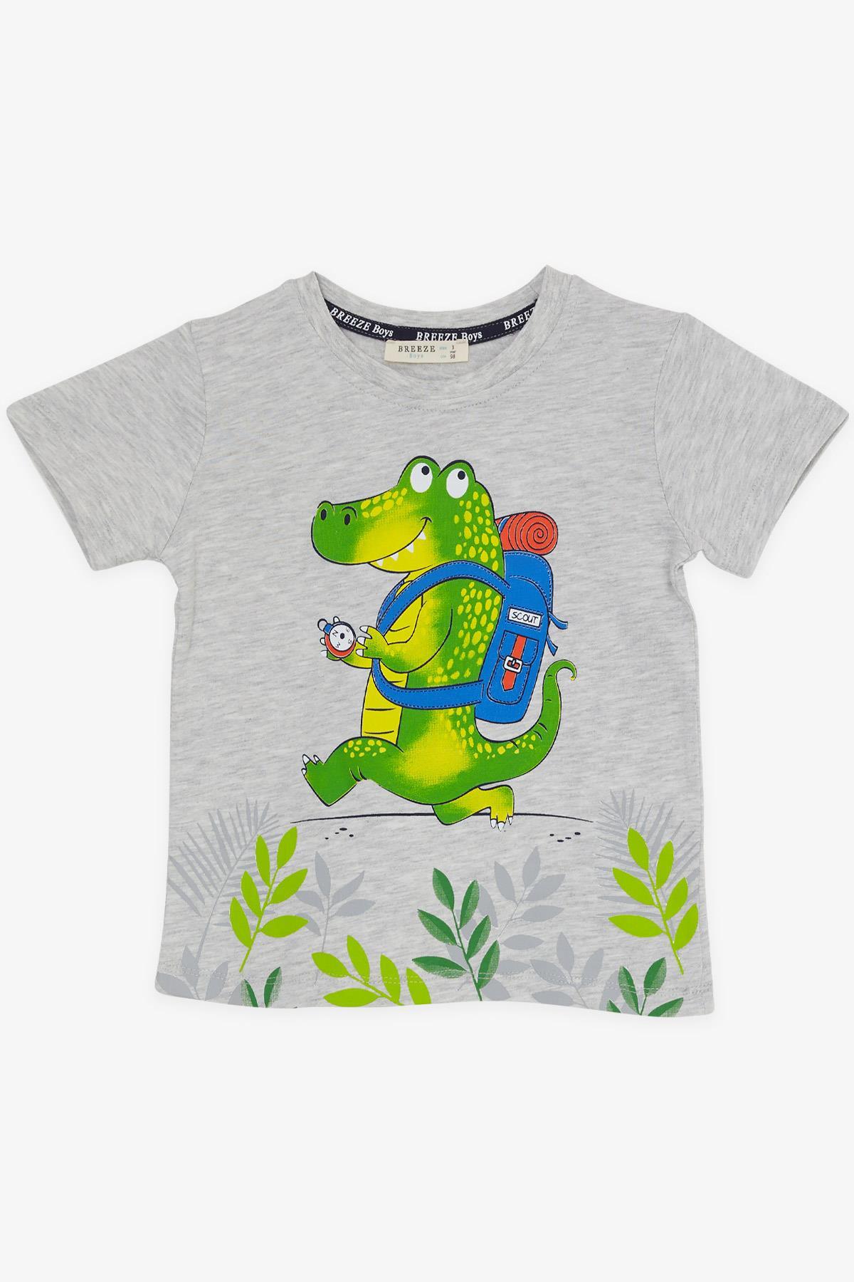 Breeze Erkek Çocuk Şortlu Takım Kampçı Timsah Baskılı 2-6 Yaş, Açık Gri Melanj fotoğrafı 5 (önizleme)