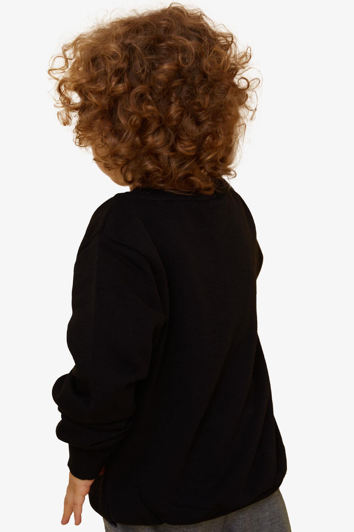 Breeze Erkek Çocuk Sweatshirt Yazı Baskılı 2-6 Yaş, Siyah fotoğrafı 2 (önizleme)