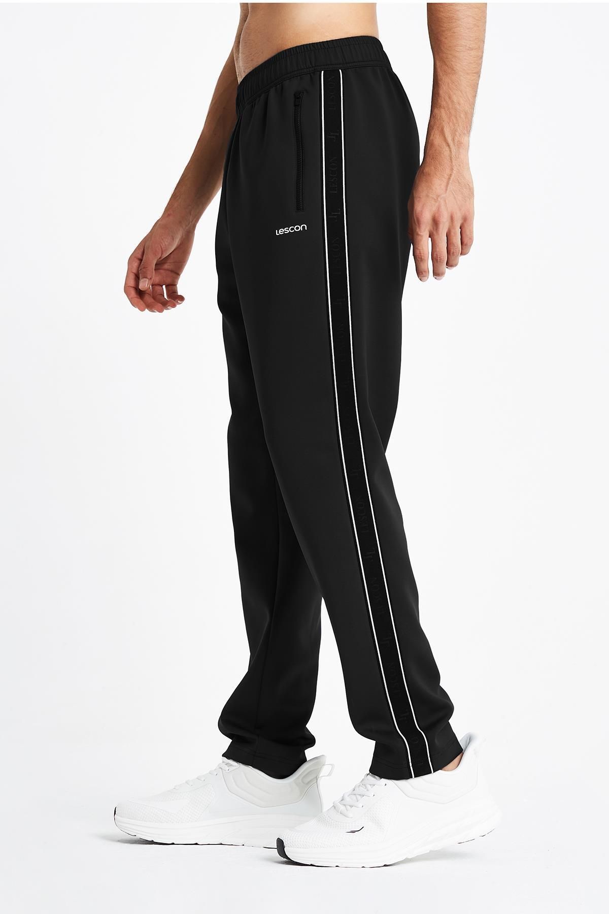 شلوار گرمکن ورزشی مشکی مردانه 24N 1127 MALE SIX اورجینال Lescon