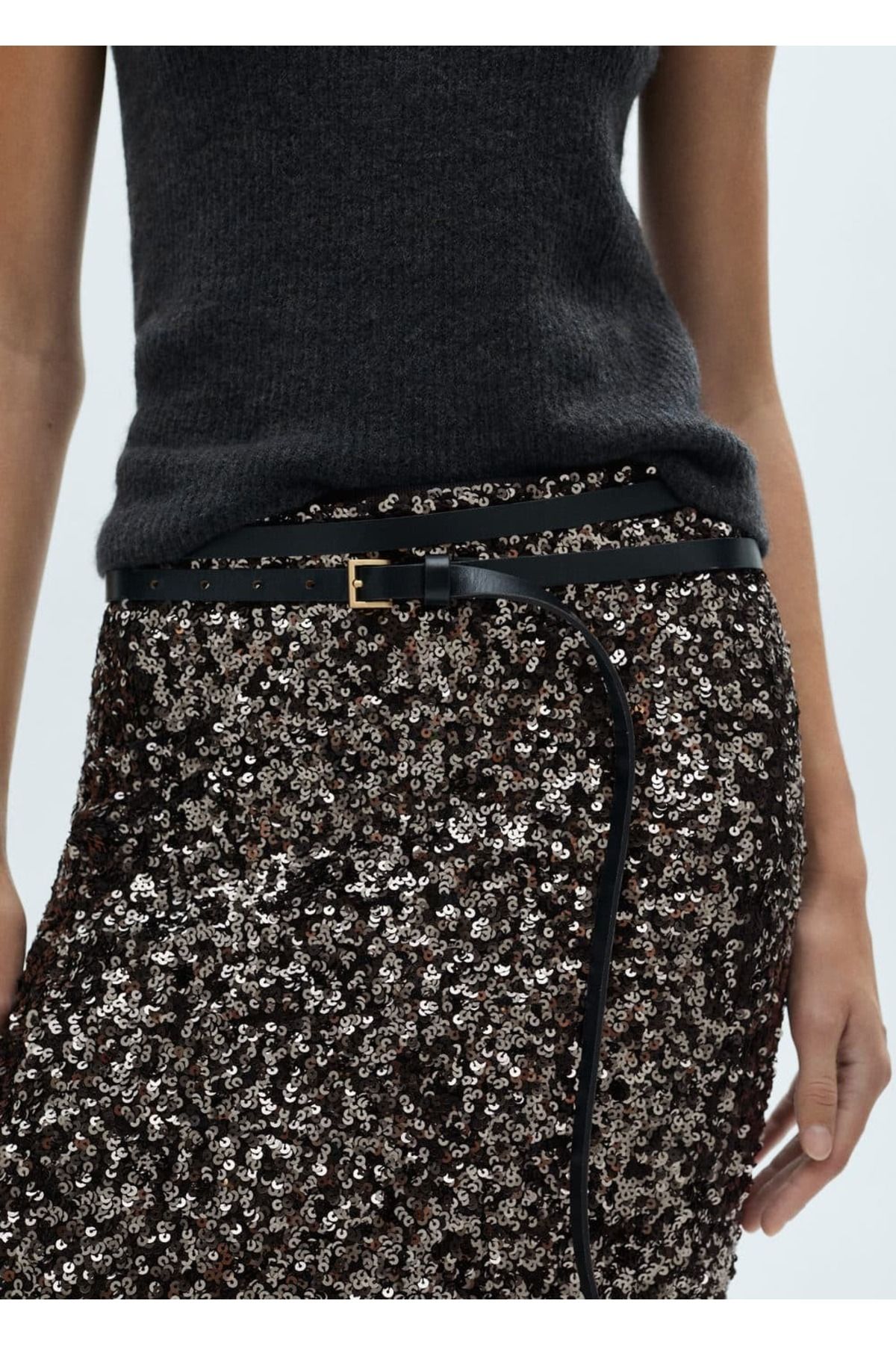 MANGO Woman-Sequin Midi Skirt 6