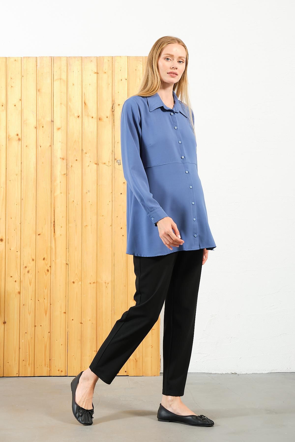BUSA-Indigo Maternity Shirt - Long Sleeve 4