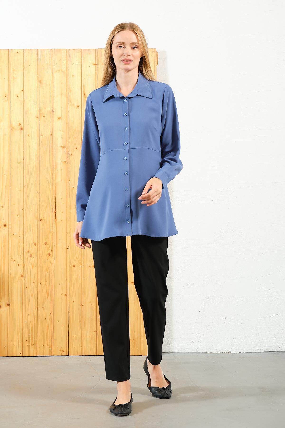 BUSA-Indigo Maternity Shirt - Long Sleeve 3