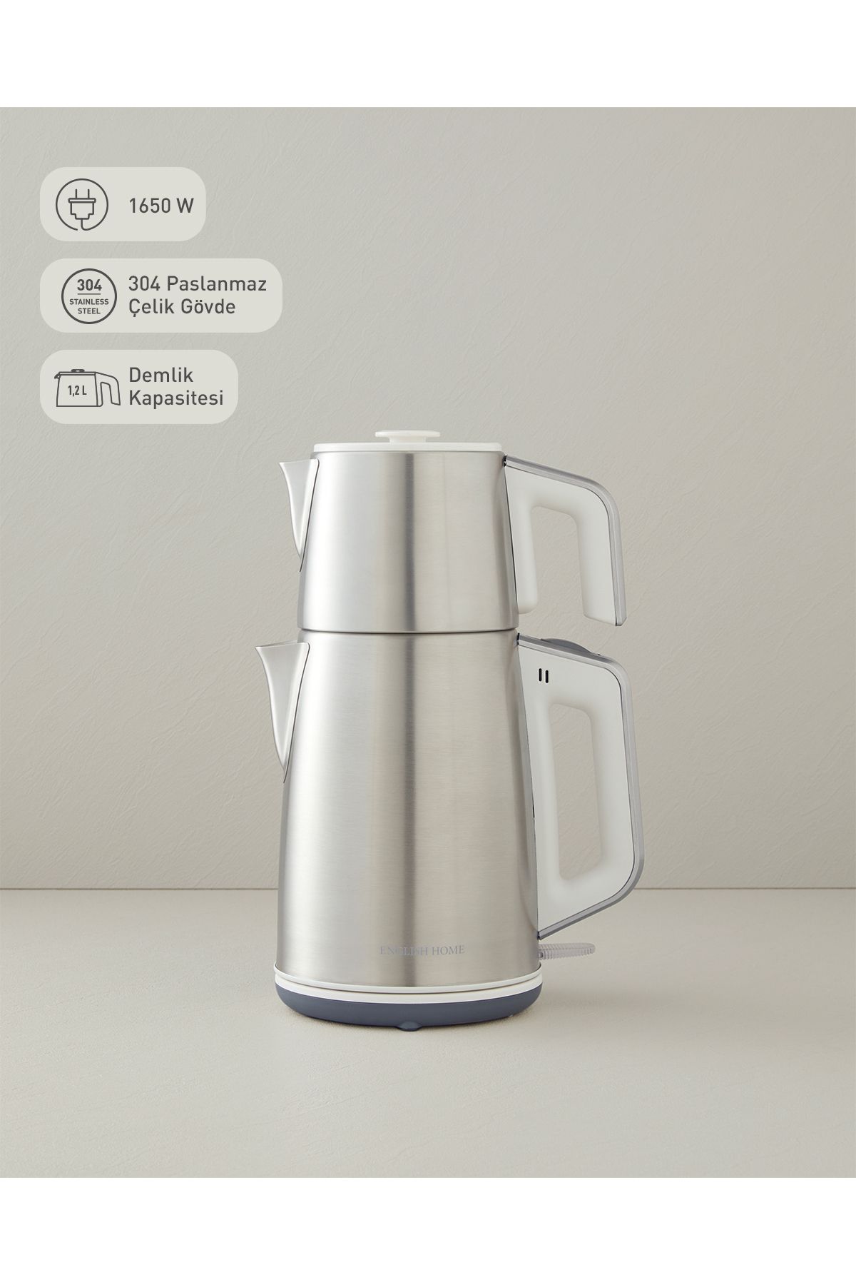 CMK 6010 Inox Çay Makinesi ve Kettle Beyaz-Krom