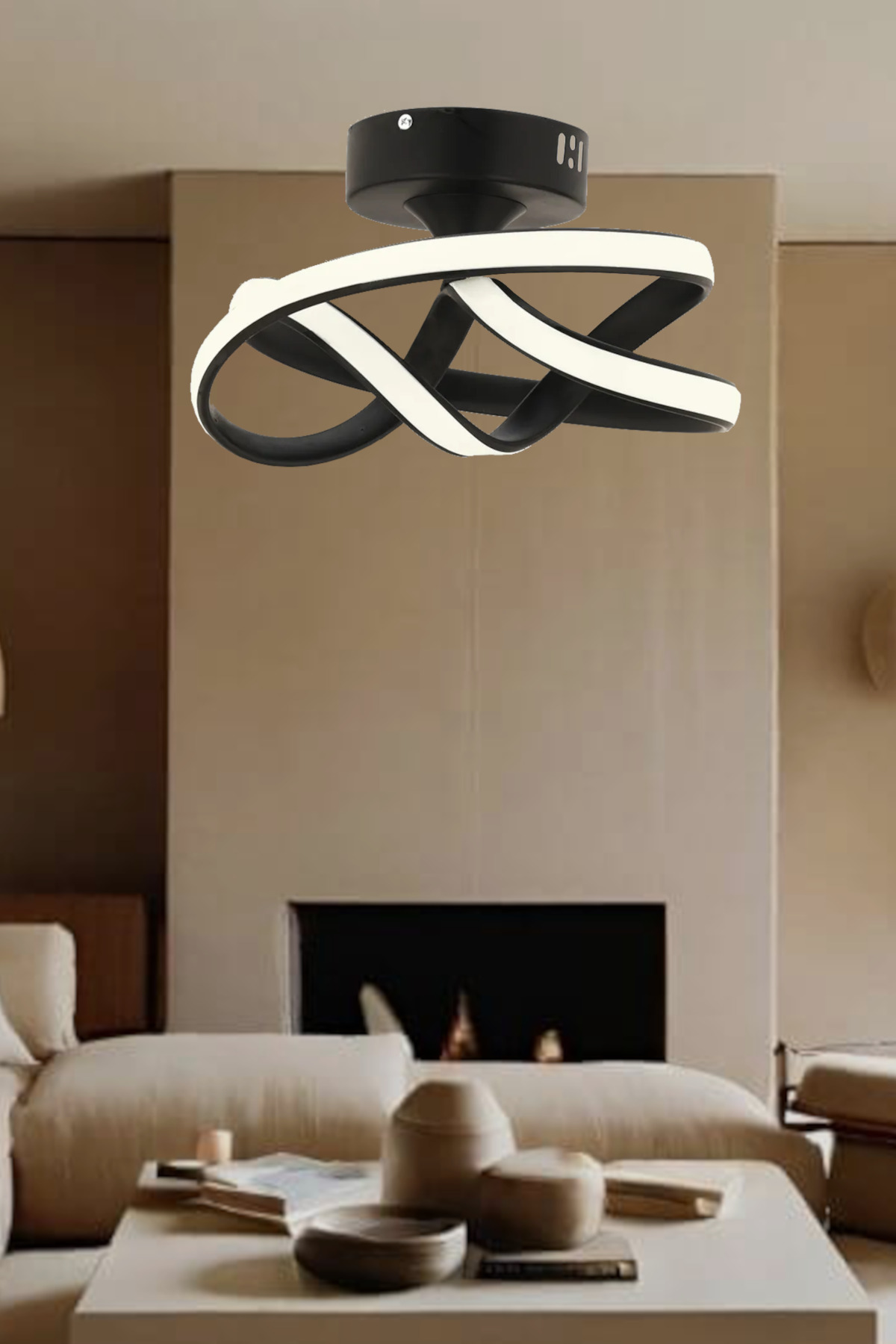 Ultra Home Eclipse Model Siyah Metal Salon Mutfak Oturma Yatak Odası Modern Led Plafonyer Avize