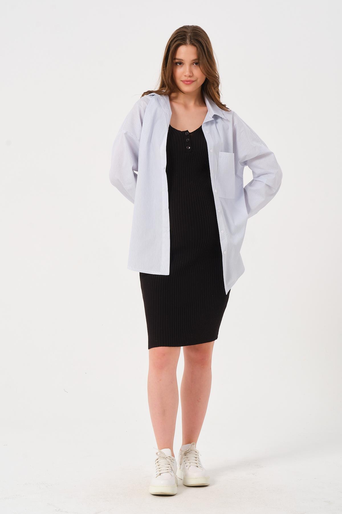 BUSA-Black Midi Knitwear Dress - Thin Design, Zero Sleeve 1