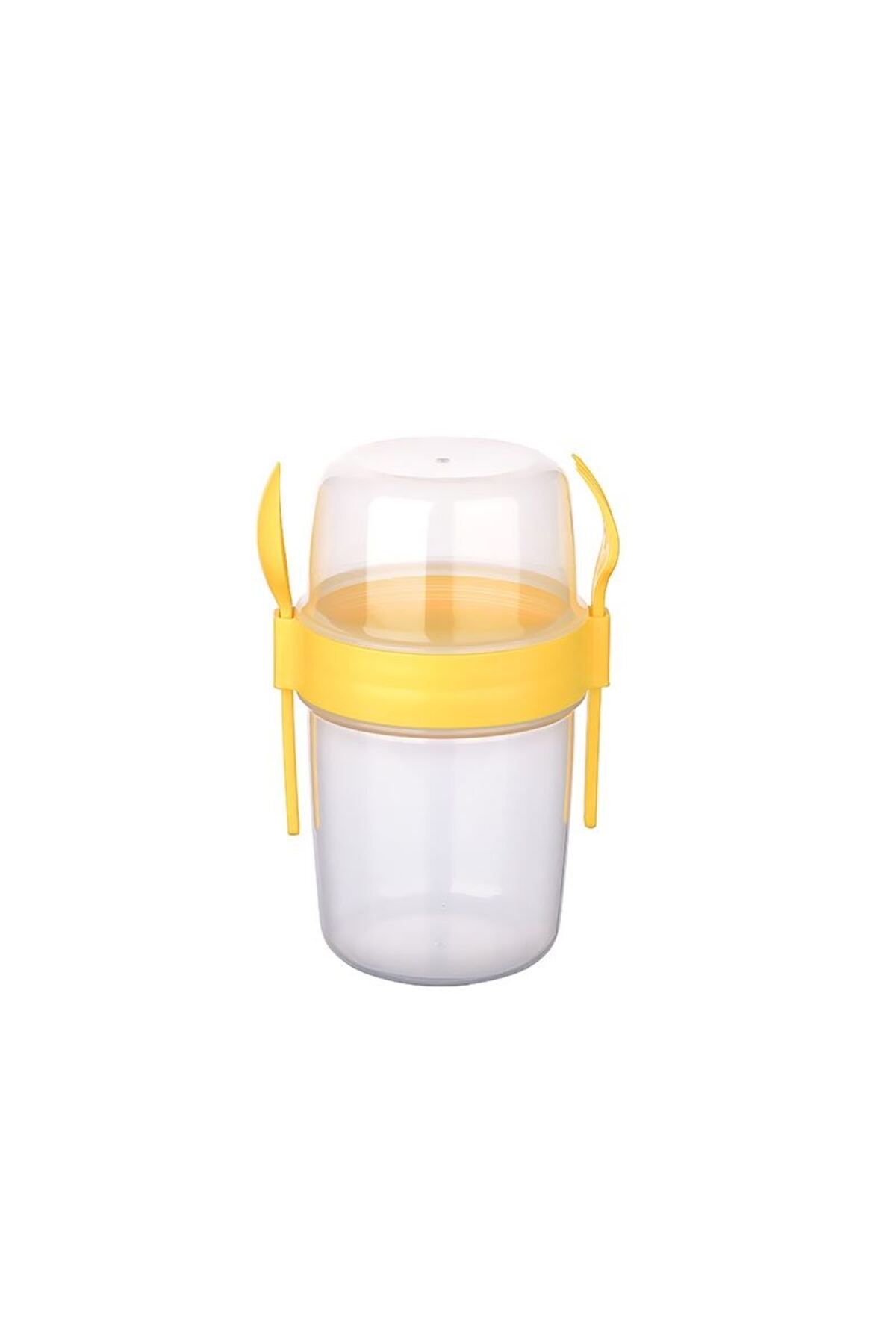 Loobe Çift Hazneli - Çatal Kaşıklı Portatif Müsli -Atıştırmalık Kabı 1100 ML