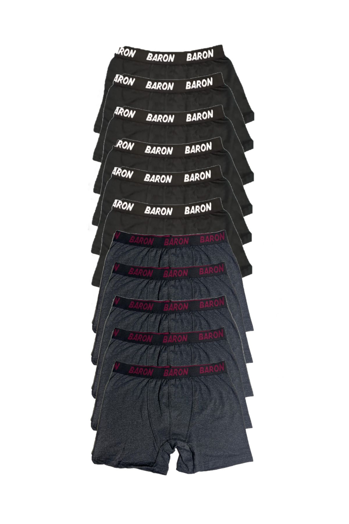 SİERNA 12 Adet Ekonomik Likralı Boxer Short Siyah-füme srn-002094