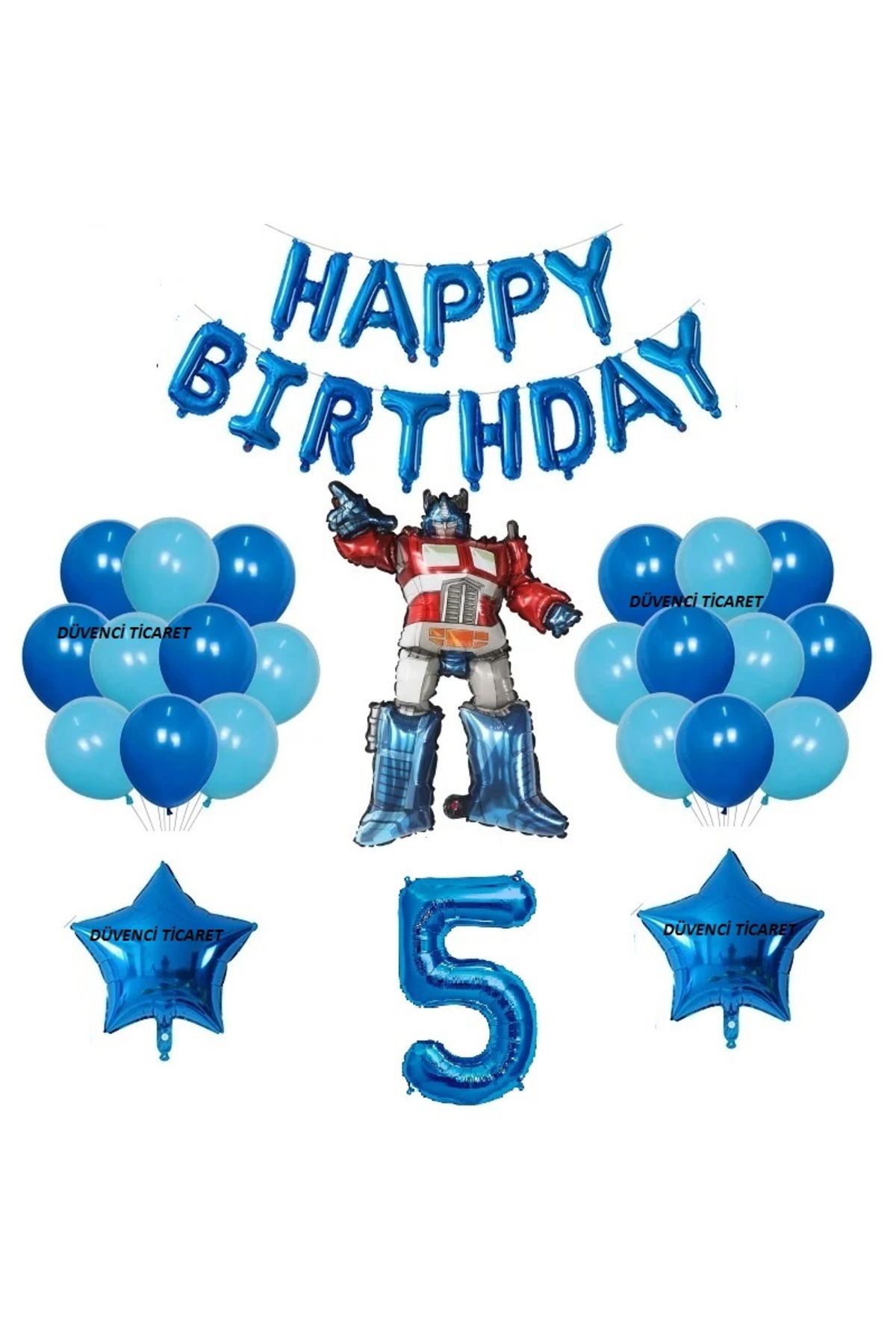 DÜVENCİ TİCARET-Anime Transformers Balloon Birthday Age Ballon Set 1