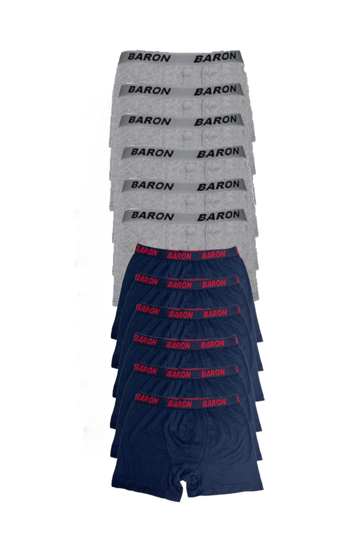 SİERNA 12 Adet Ekonomik Likralı Boxer Short Gri-lacivert srn-002189