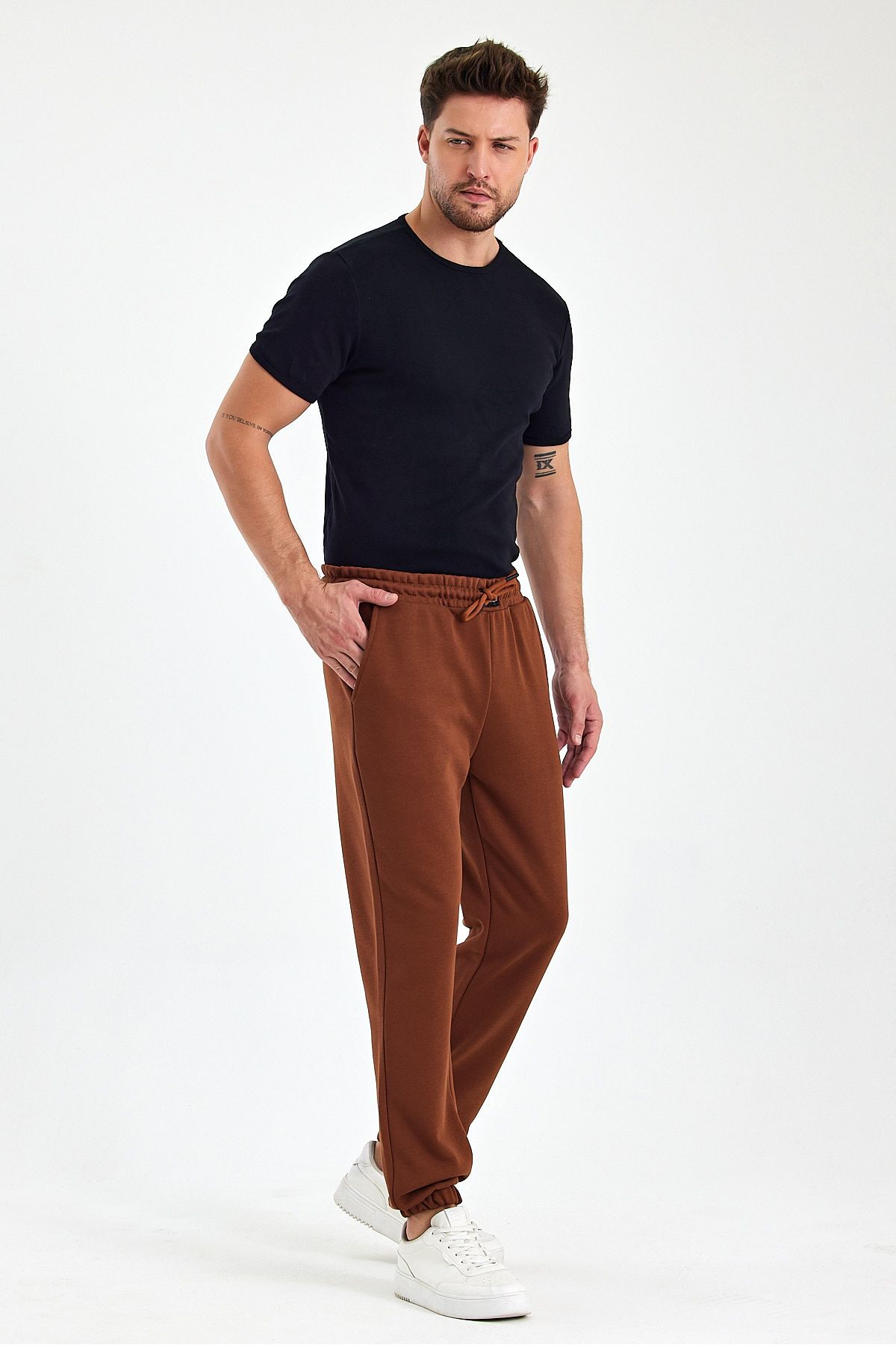 ESPİNA-Men's Diagonal 3 Thread Sweatpants with Pockets and Cord 6