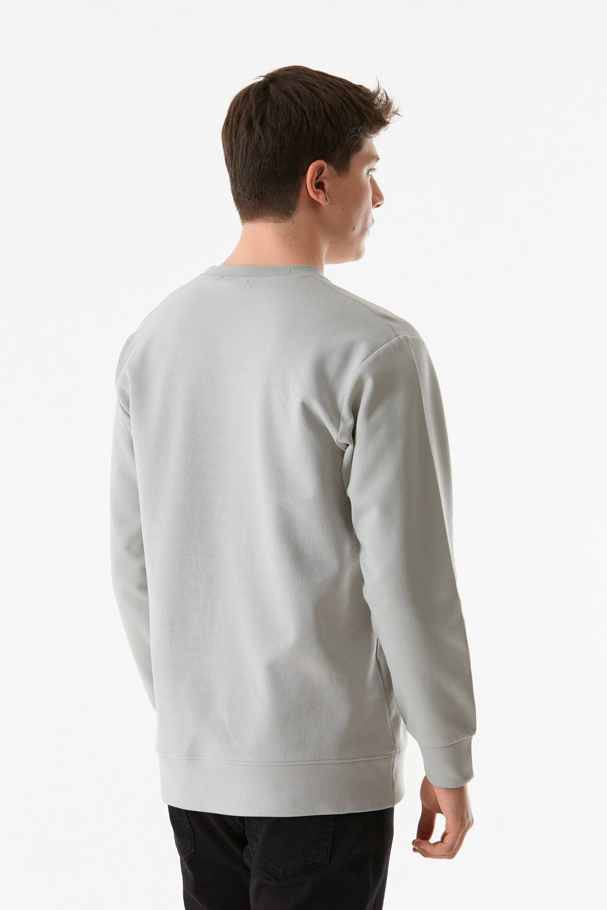 Fulla Moda-Text Embossed Crew Neck Sweatshirt 3