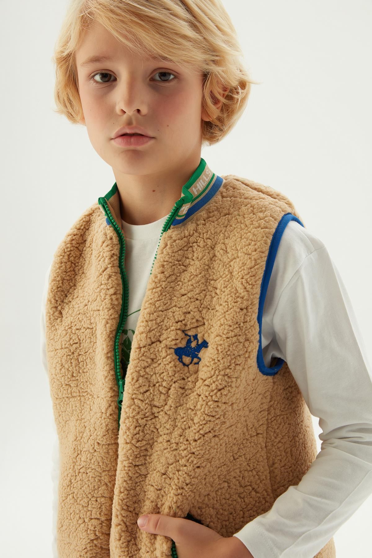 Beverly Hills Polo Club-Boy's Beige Vest 23FW0BHB709 3