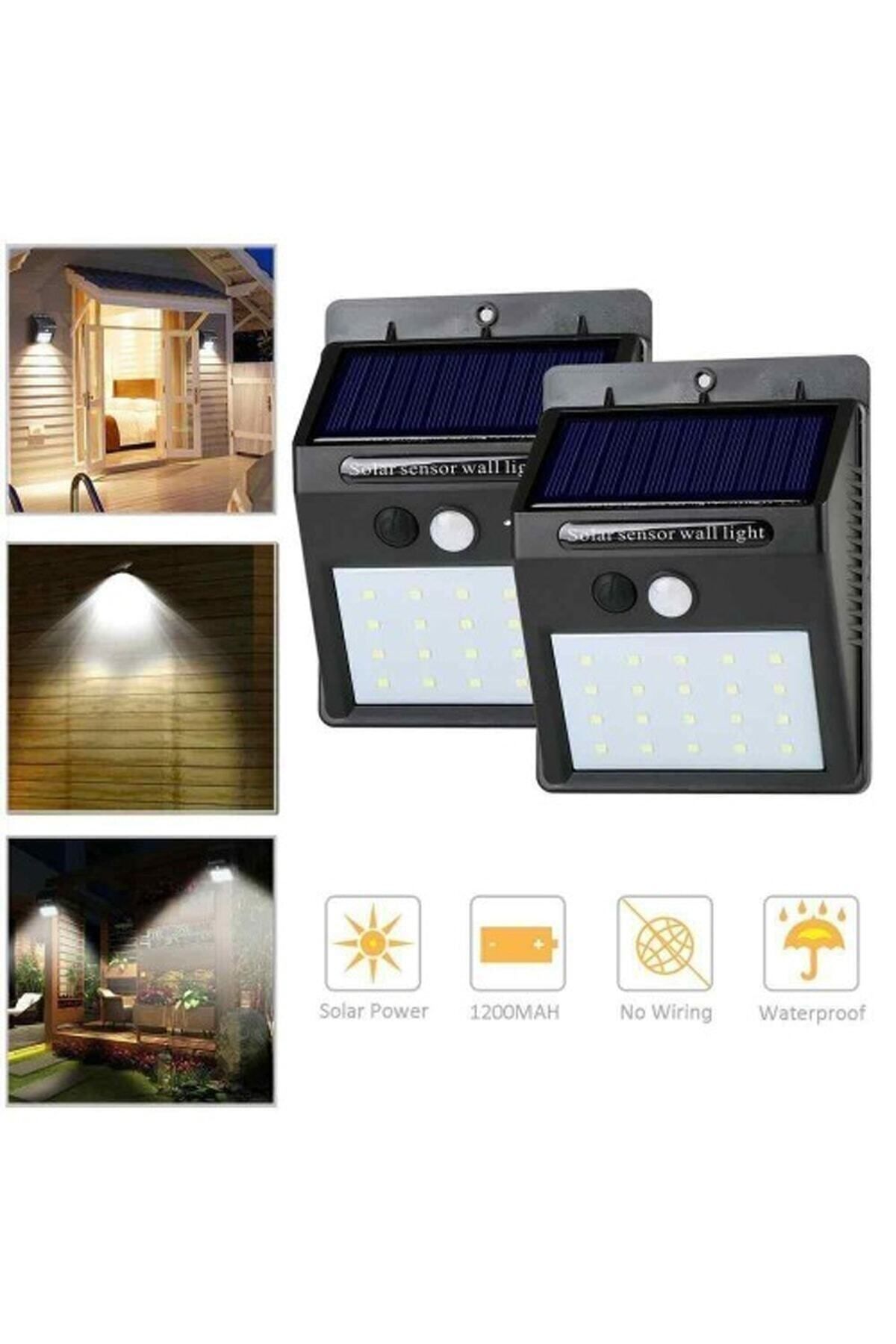 ECEDUKKAN Solar Light Güneş Enerjili 20 Led Li Bahçe Aydınlatma Dış Mekan Lambası Hareket Sensörlü