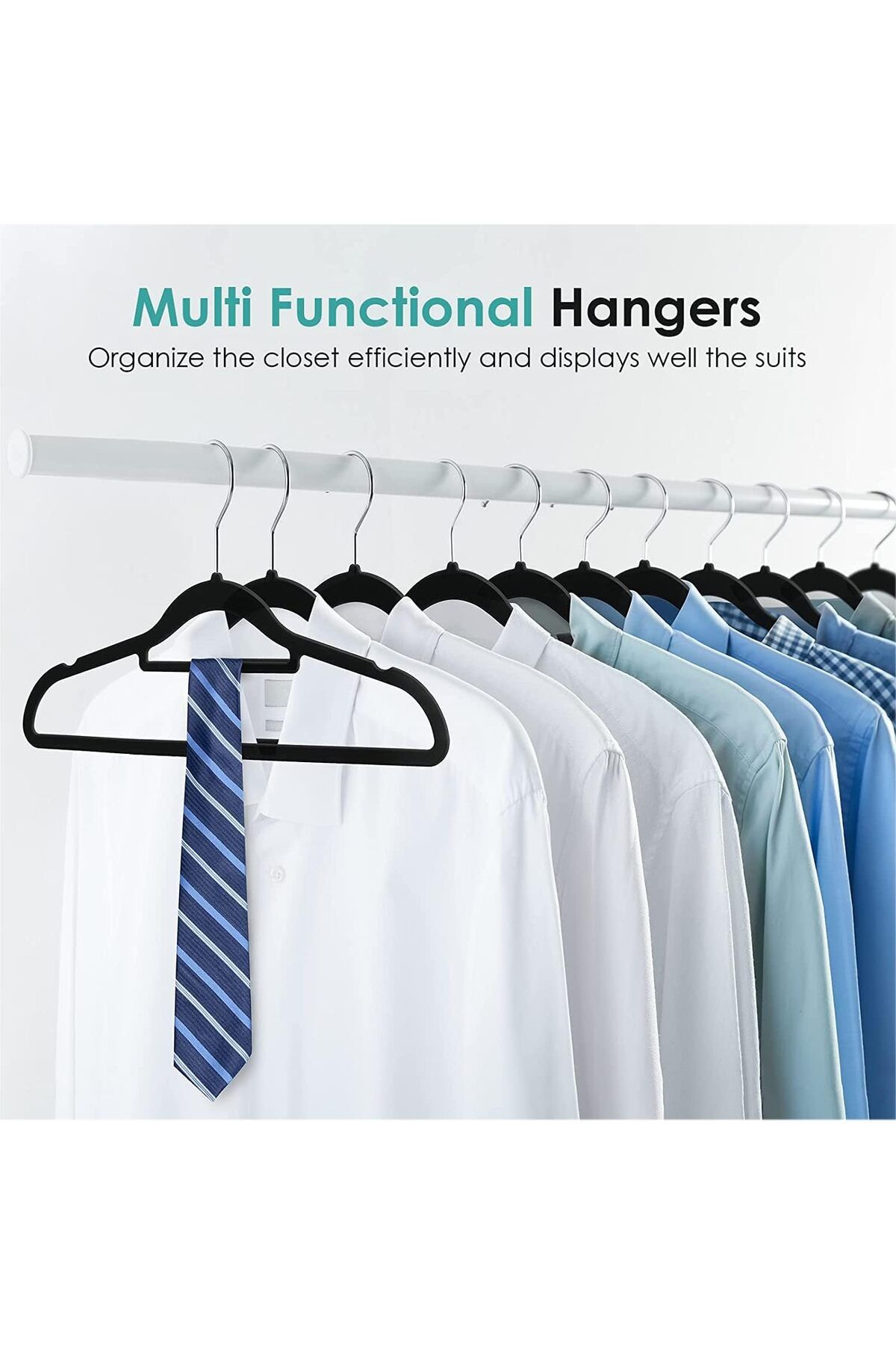 COOYA-Non-Slip Velvet Hangers 30 Pack, Durable, Ultra Thin Space Saving 360 Degree Swivel Hook 5