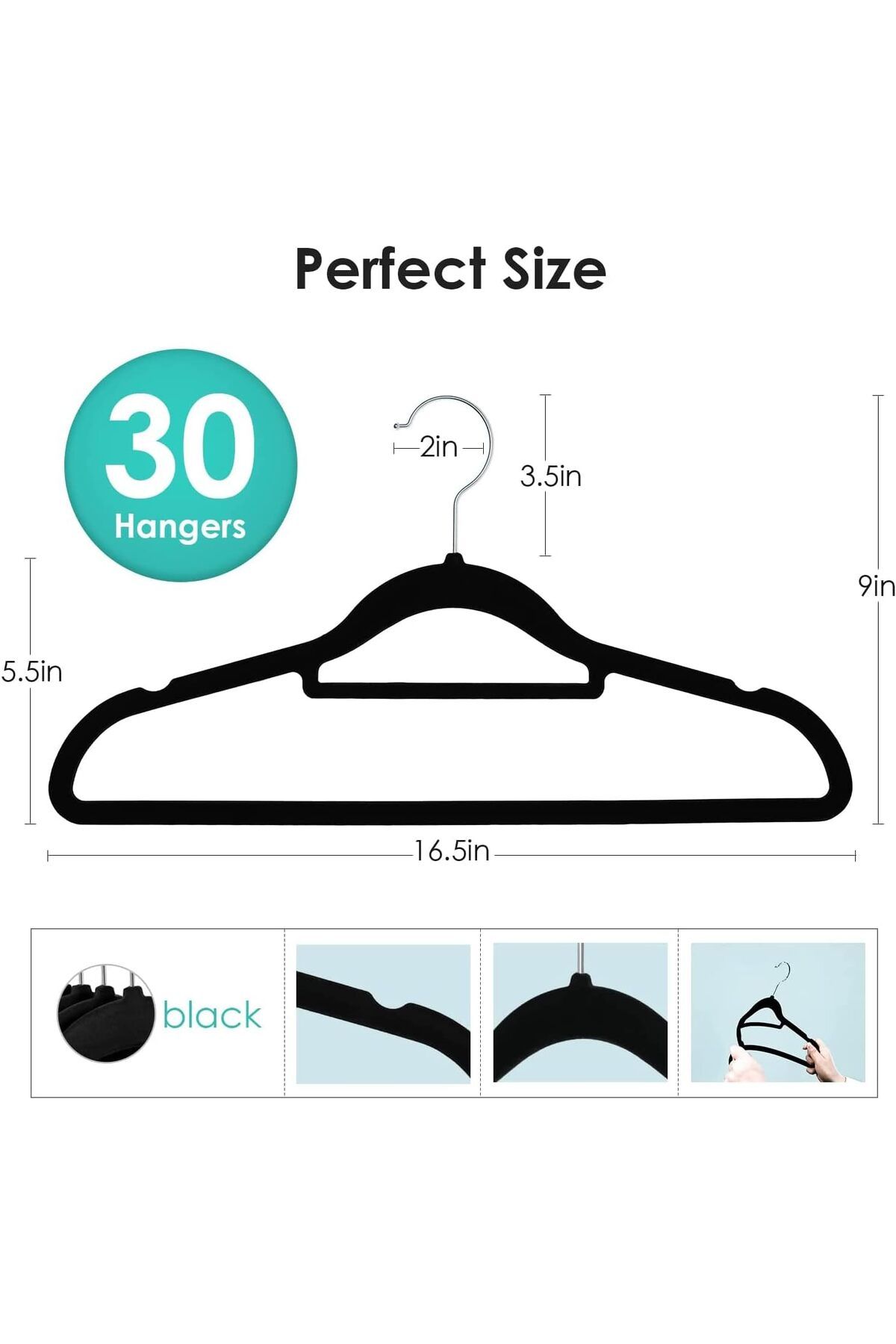 COOYA-Non-Slip Velvet Hangers 30 Pack, Durable, Ultra Thin Space Saving 360 Degree Swivel Hook 2