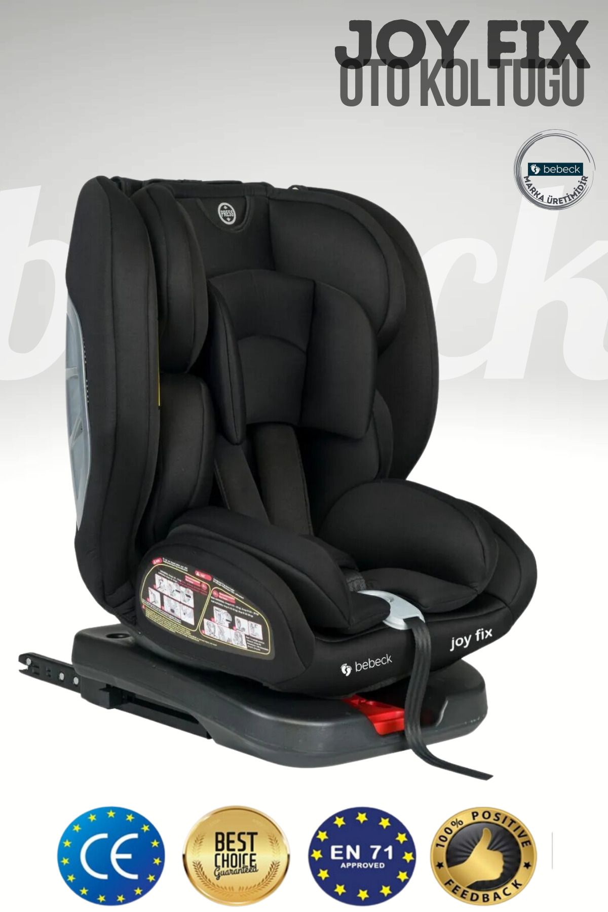 Bebeck Joy Fix 0-36 Kg 360° Dönebilen Isofix'li Oto Koltuğu Siyah