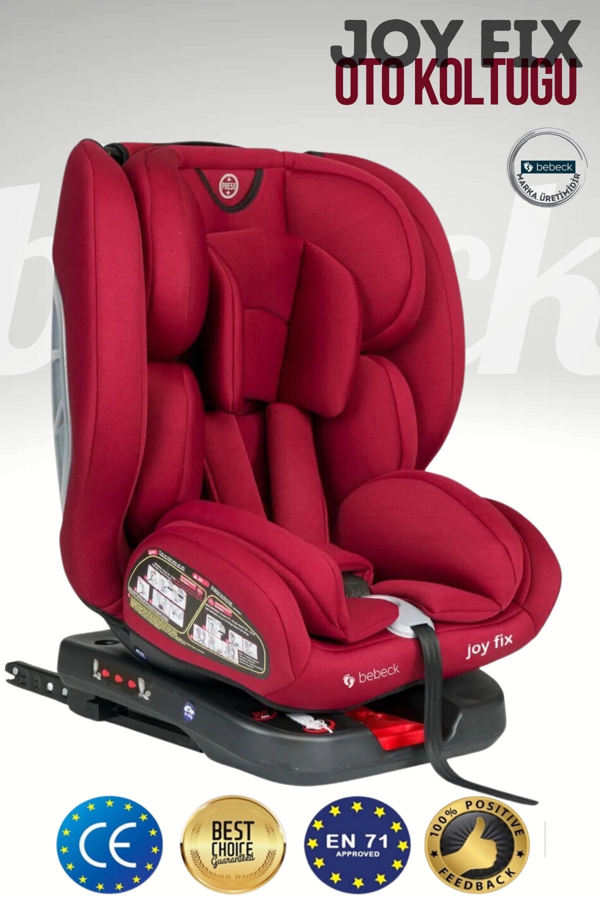 Bebeck Joy Fix 0-36 Kg 360° Dönebilen Isofix'li Oto Koltuğu Bordo