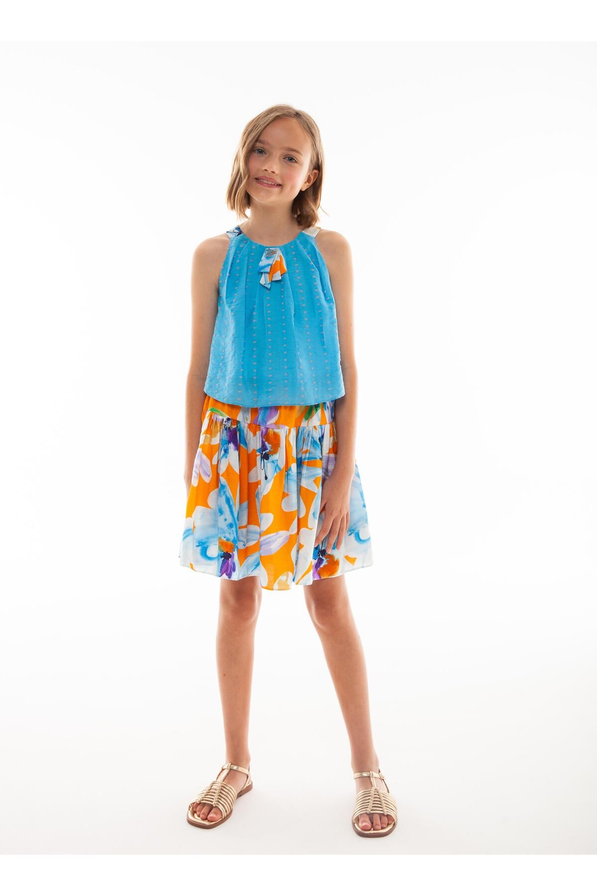 Lia Lea-Bg Store Girls' Blue - Orange Skirt 1