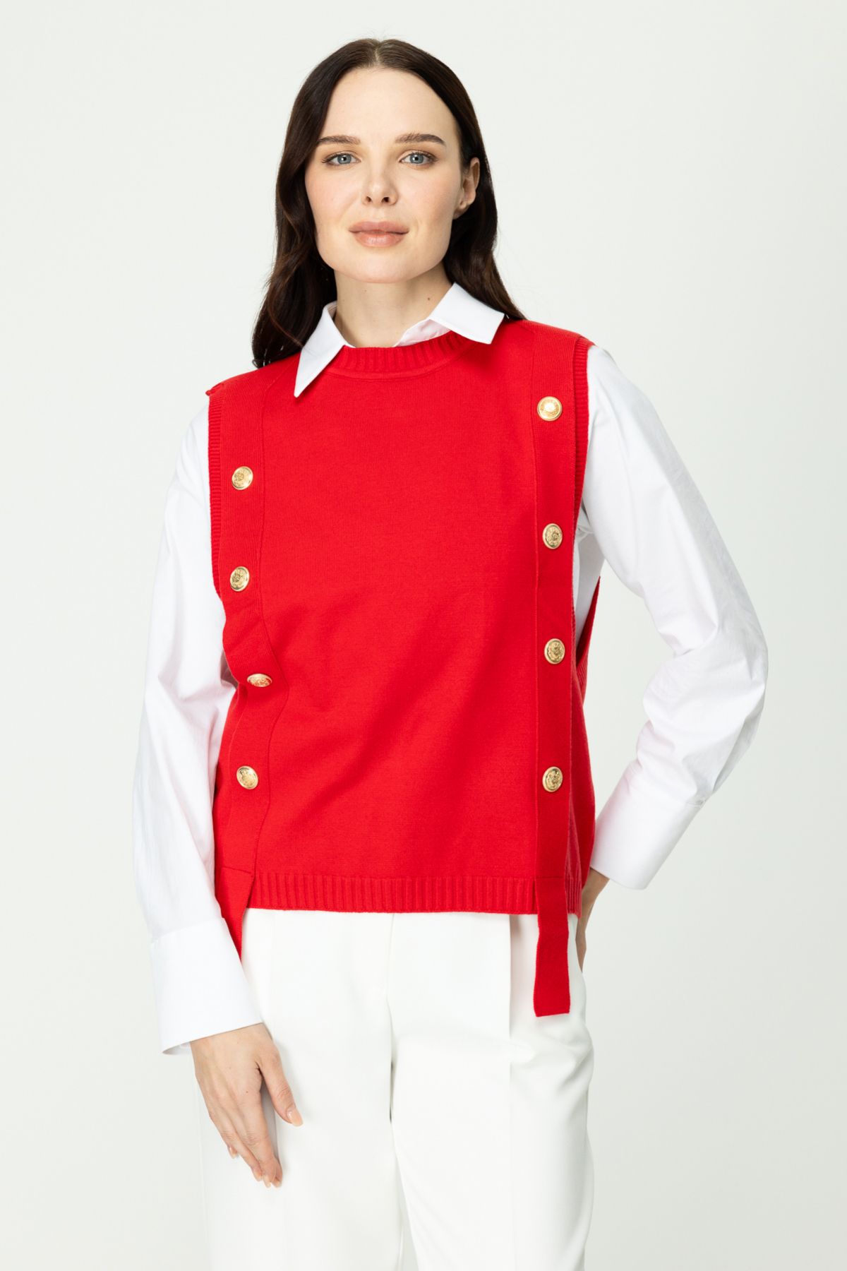 ON-Sweater with Side Stripe and Button Detail 3