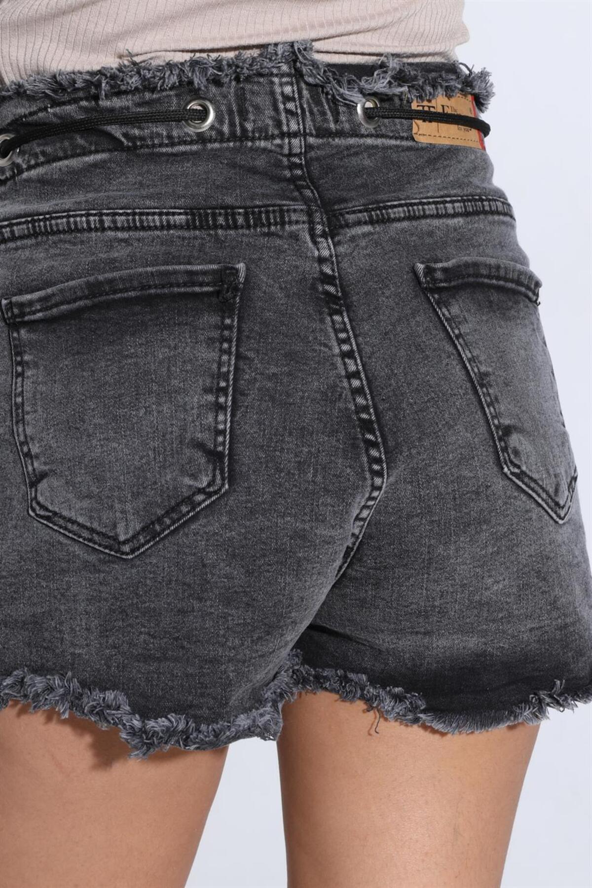 TF The Fancy For You-Fancy Women's High Waist Ripped Detailed Mini Jeans Shorts with Waistband 8