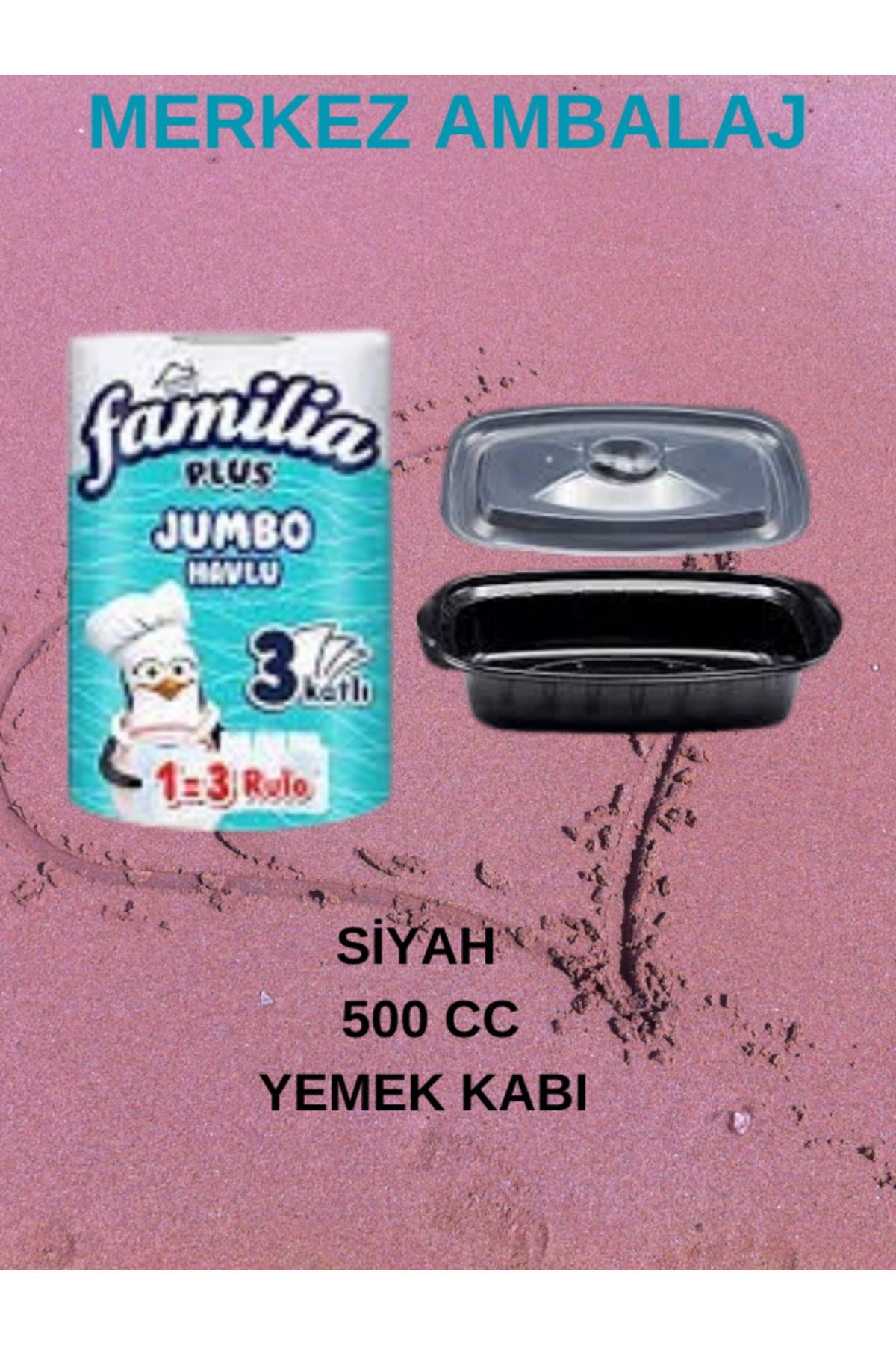 Familia-Familia Jumbo Paper Towel + 50 Pieces Black Micro Wave Compatible 500 Cc Black Lunch Bowl 1