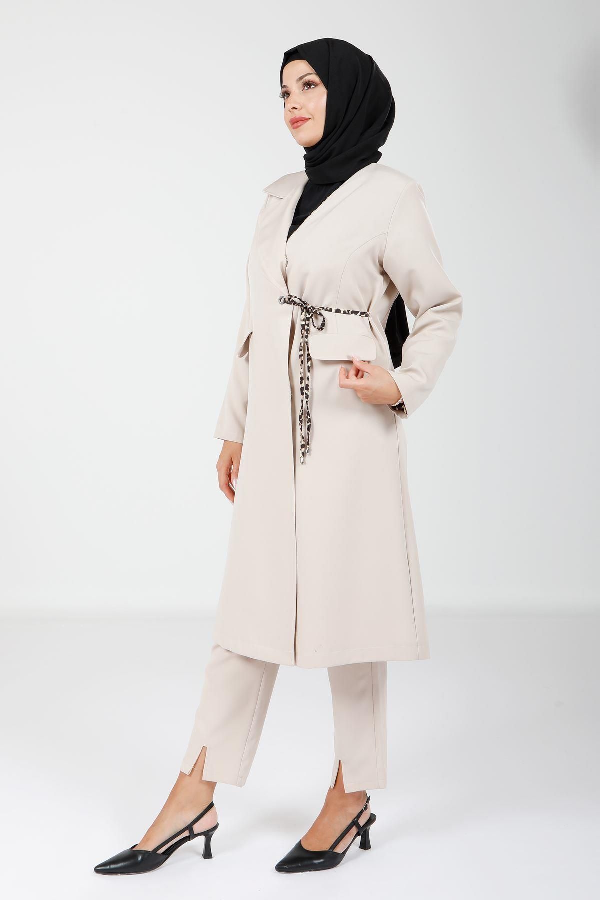کت پوشیده زنانه دقیق CAMEL COLOR COLOPH HIJAB 3933 Beyza