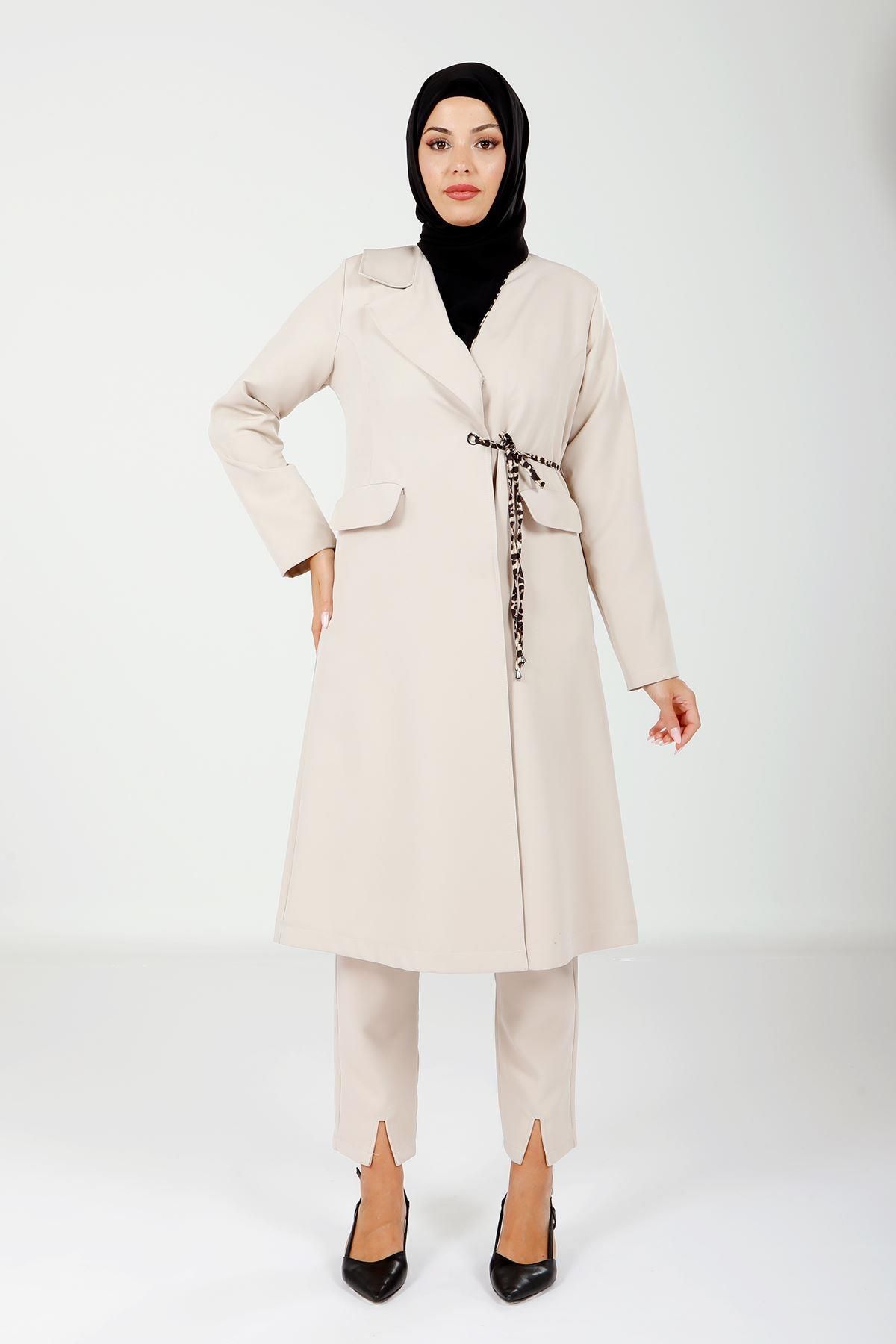کت پوشیده زنانه دقیق CAMEL COLOR COLOPH HIJAB 3933 Beyza