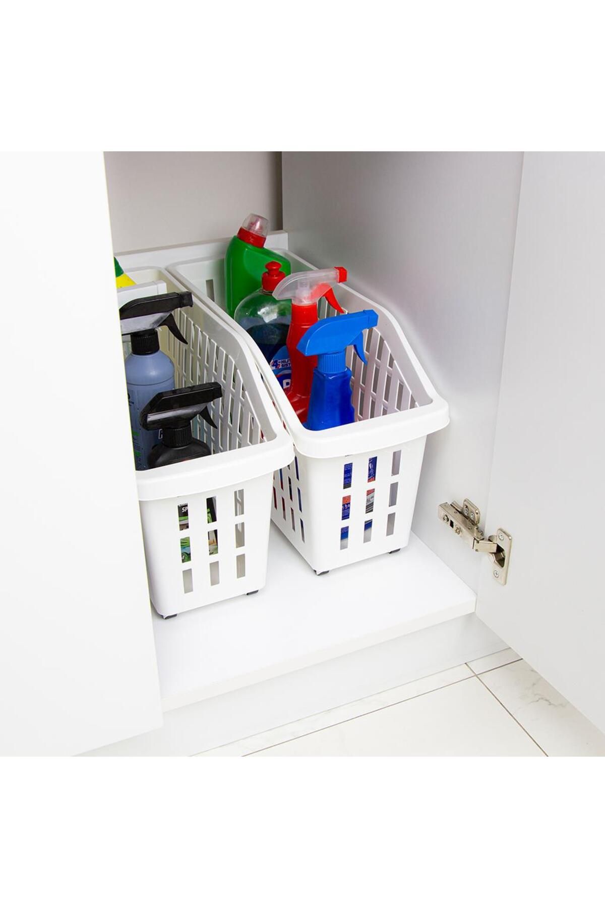 Dükkanönü-2 Pieces Transparent Wheeled Organizer Basket In-Cabinet Organizer Wheeled Organizer Basket 5