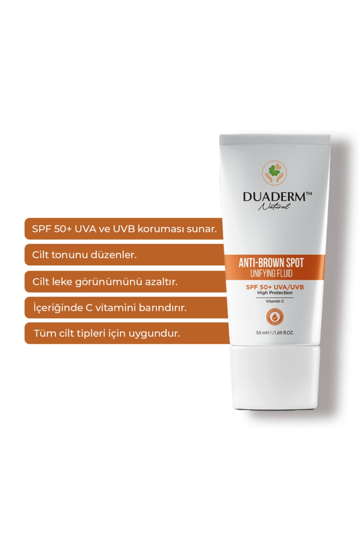 Duaderm SPF50 C VİTAMİNLİ LEKE KARŞITI YÜZ GÜNEŞ KREMİ 50ML COSMETOLOGIST DERMO