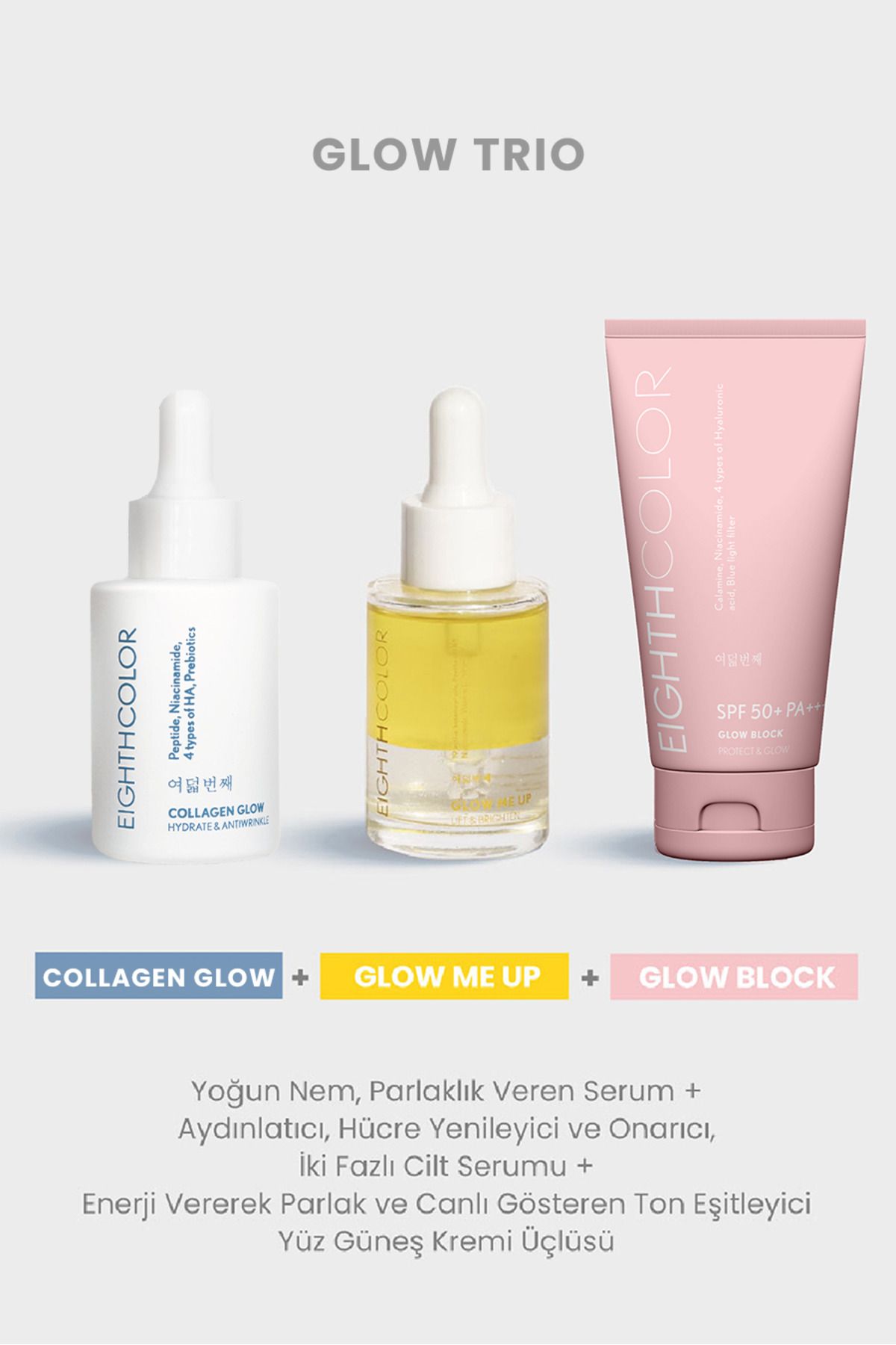 EIGHTH COLOR Glow Trio: Collagen Glow 30ml Glow Me Up 30ml Glow Block 50ml-1