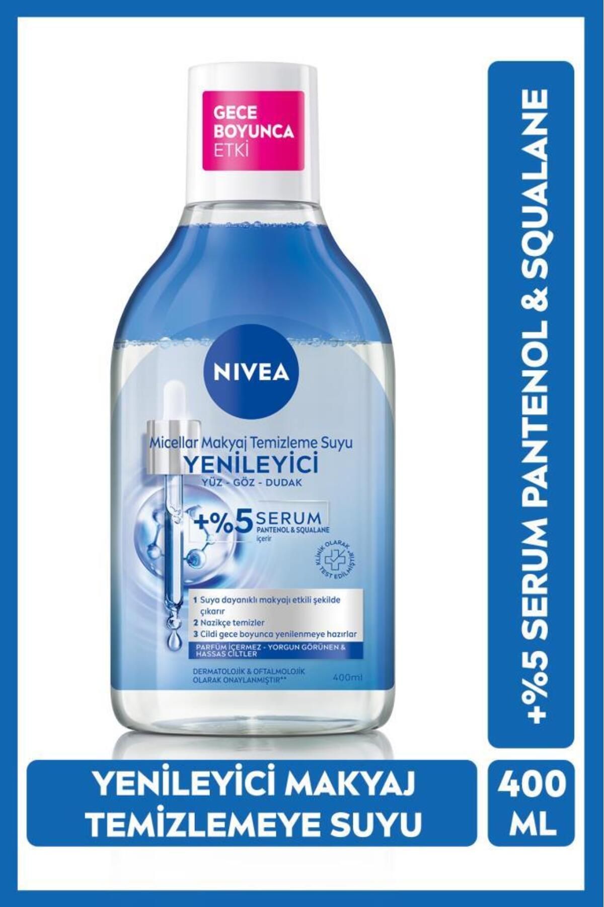 NIVEA Yenileyici Micellar Makyaj Temizleme Suyu 400ml, Serum İçerikli, Pantenol, Yorgun Görünen Ciltler