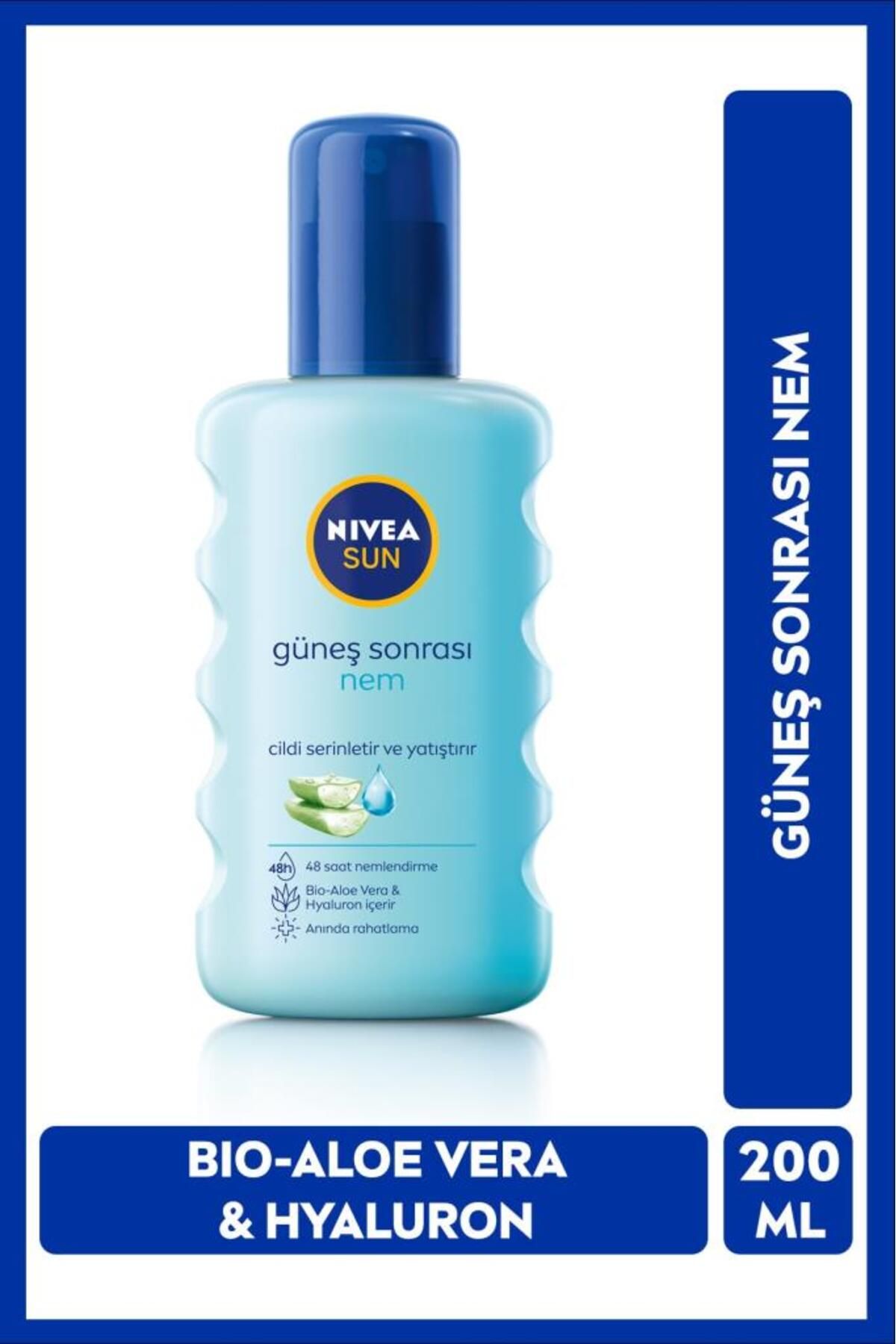 NIVEA Sun Nemlendirici Güneş Sonrası Spreyi 200ml, Aloe Vera Özlü, Anında Rahatlama, Hyaluron